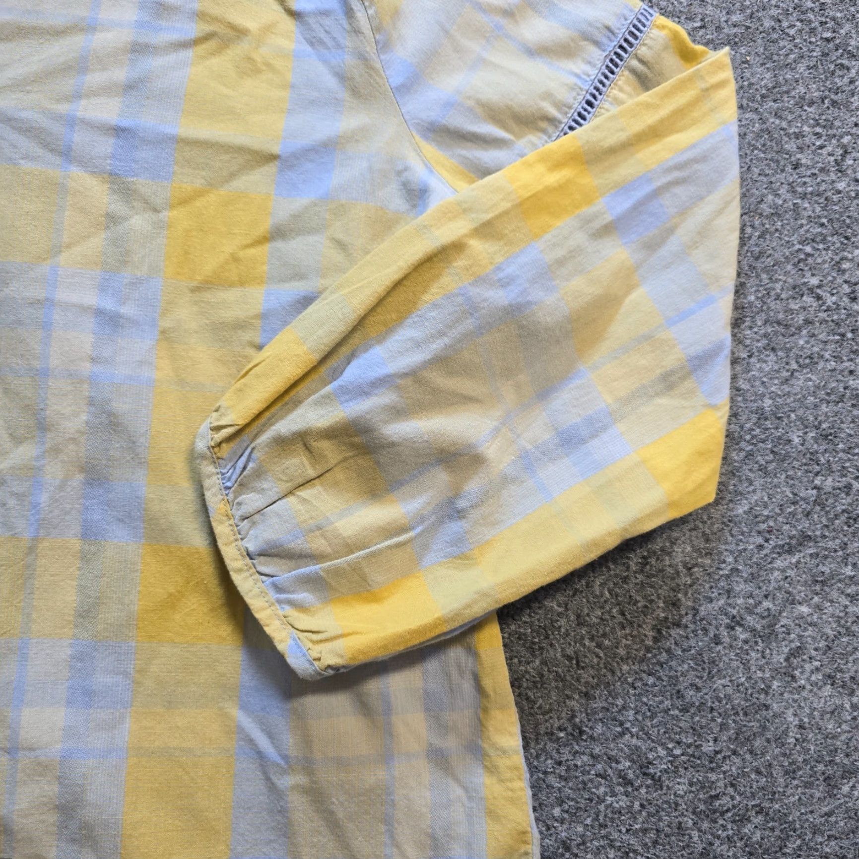 Prana prAna Top Womens L Yellow Gray Plaid Long Sleeve 1/4 Button Popover Casual Shirt Blouse Womens Size L / US 10 / IT 46 - 4 Thumbnail