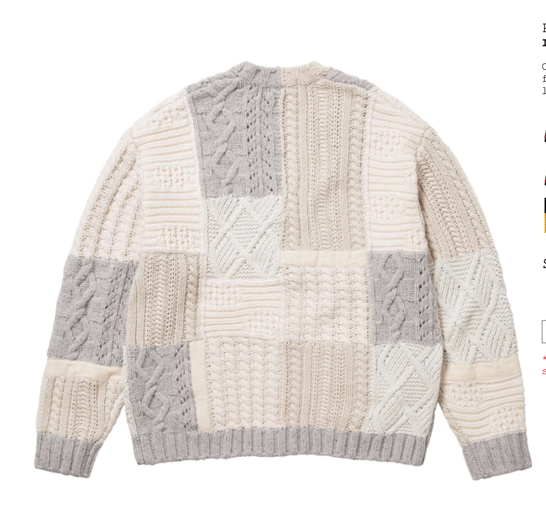 Supreme Patchwork Cable Knit Cardigan Size US L / EU 52-54 / 3 - 2 Thumbnail