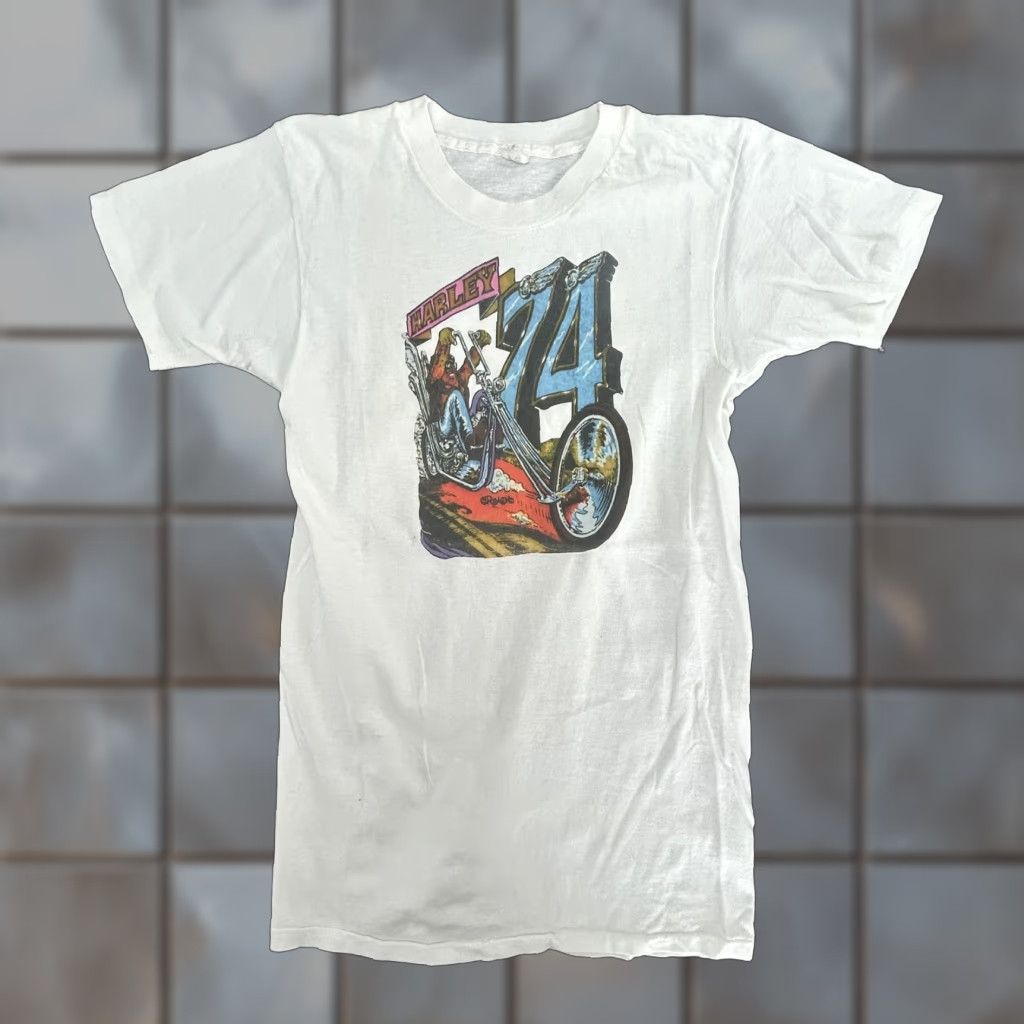 Fruit Of The Loom VINTAGE Harley Davidson Shirt Womens Medium Chopper Motorcycle Biker 70s Single Size M / US 6-8 / IT 42-44 - 1 Thumbnail