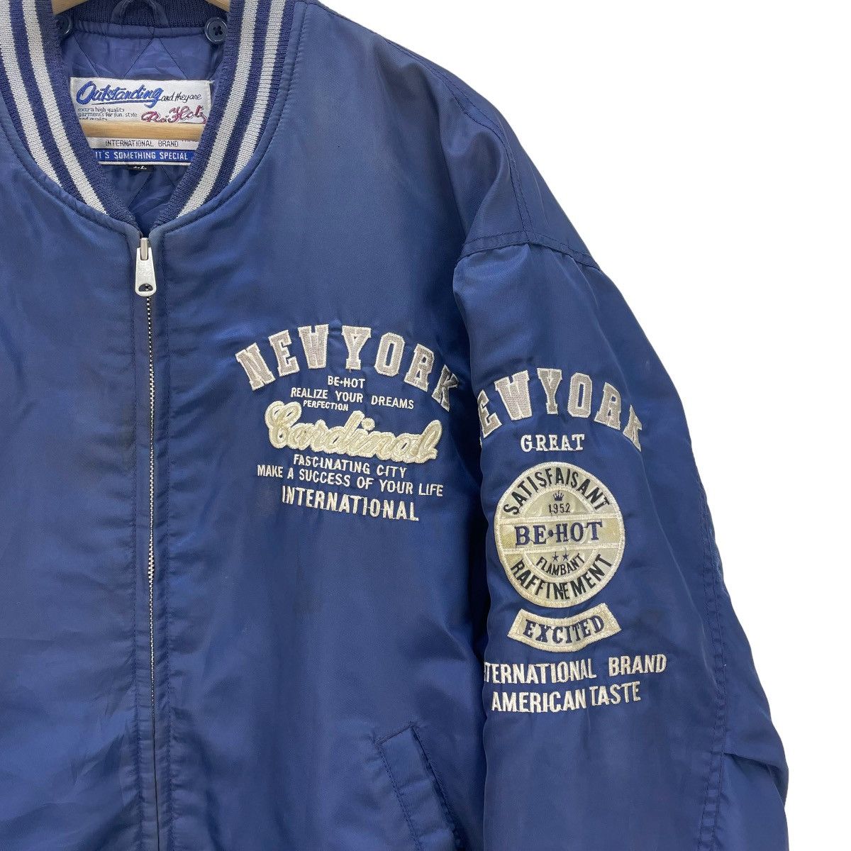 Vintage 💥Vintage Bomber Ma 1 Spellout New York Embroidered Logo Size US L / EU 52-54 / 3 - 8 Thumbnail