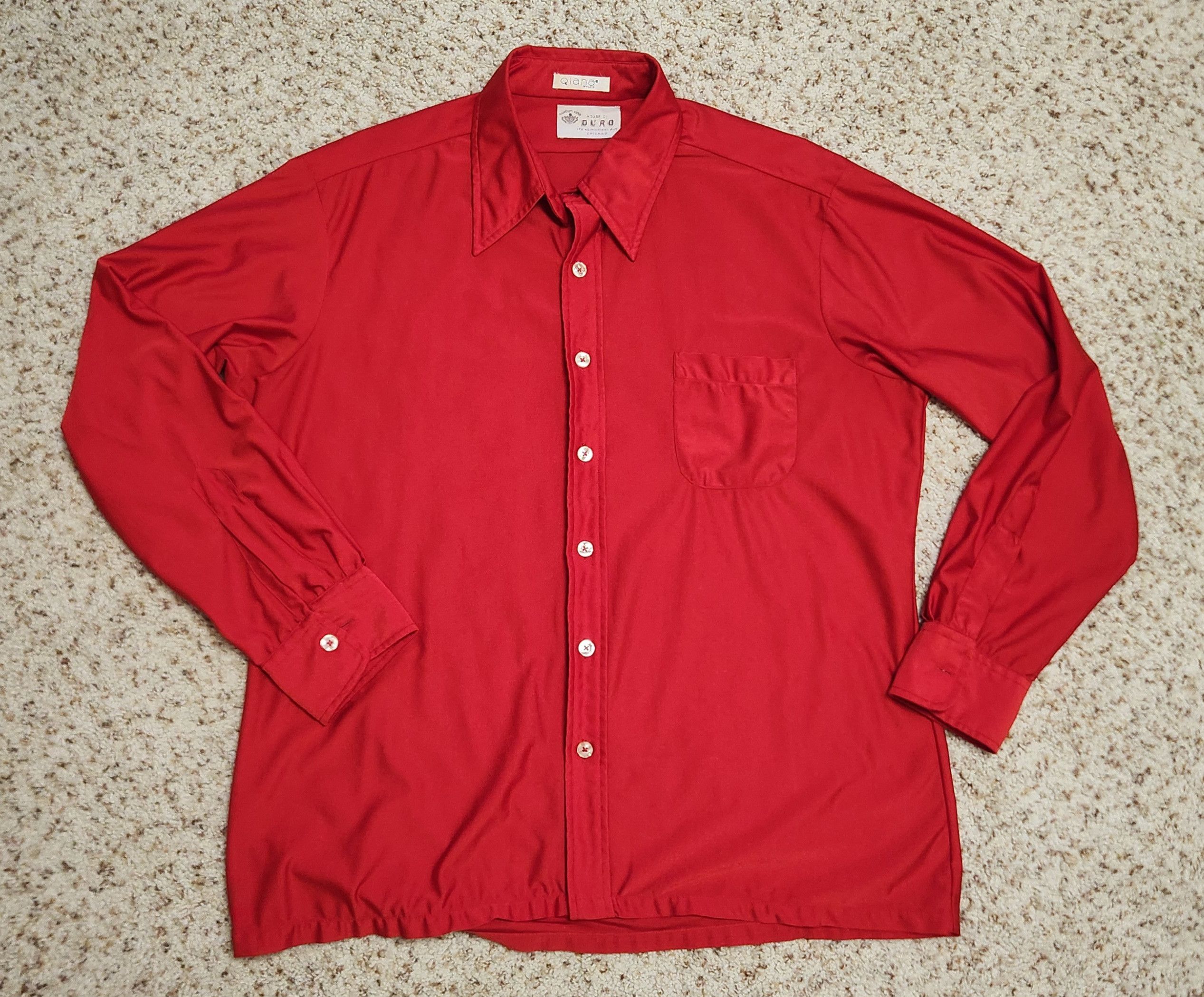 Vintage red disco shirt XL men s 1970s Qiana Size US XL / EU 56 / 4 - 8 Thumbnail