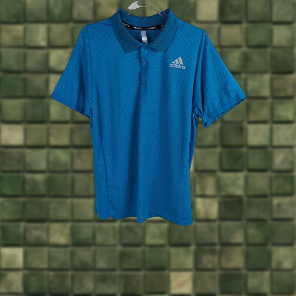 Adidas adidas golf shirt PrimeBlue Mens size Large striped polo blue short sleeve shirts polo shirts golf Size US L / EU 52-54 / 3 - 1 Thumbnail