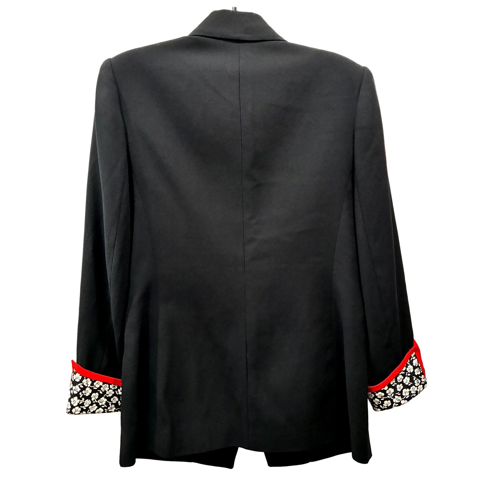 Vintage 90s Statment Blazer Black Red Trim Gold Button Floral Cuffs Size M / US 6-8 / IT 42-44 - 10 Thumbnail