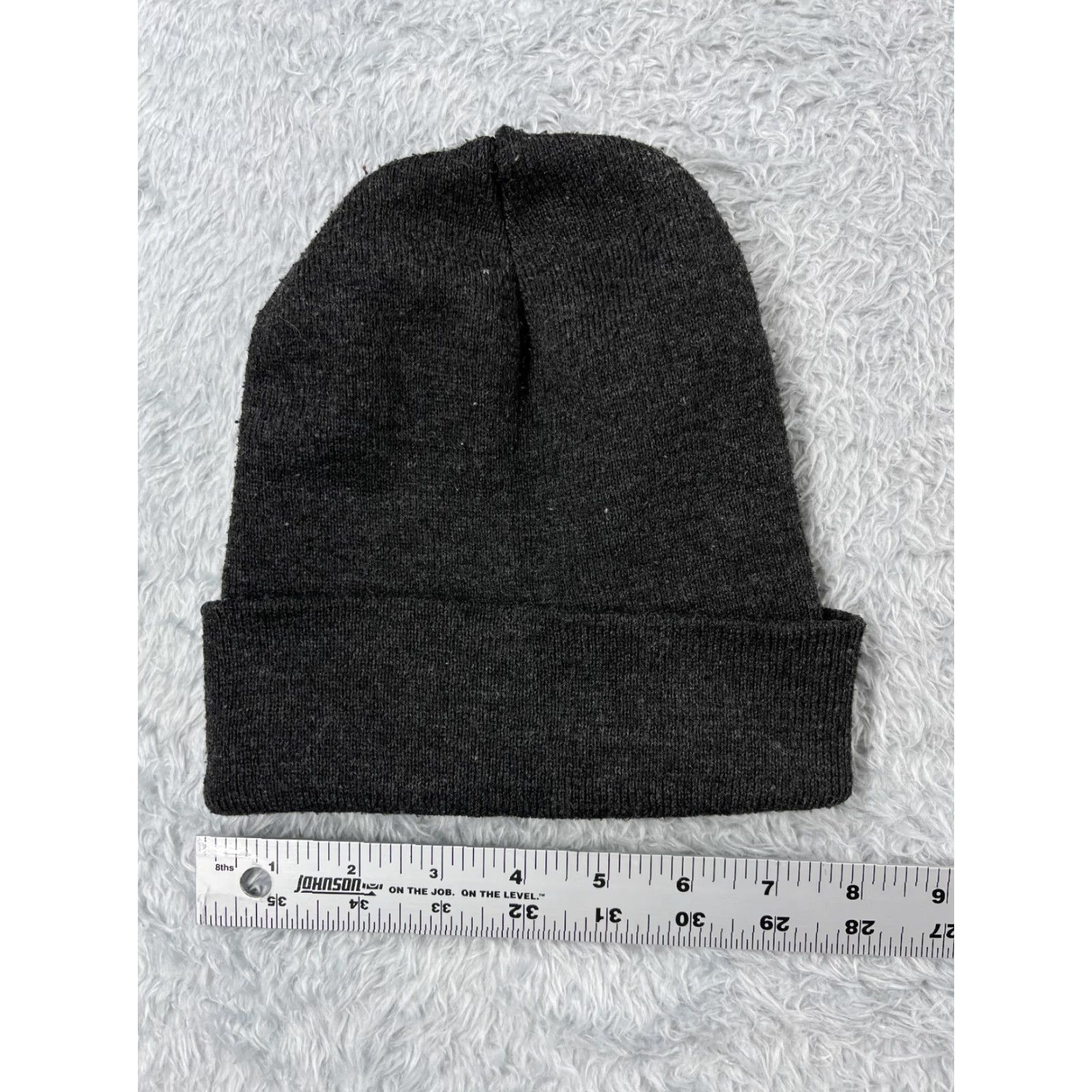 Vintage Beanie Adult One Size Dark Gray Knit 100% Acrylic Beanie - Striped Knit Hat for Outdoors Winter Ski Men Size ONE SIZE - 3 Thumbnail