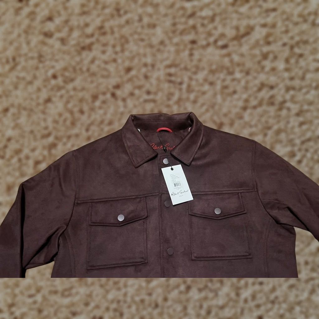 Robert Graham Robert Graham Suede Trucker Jacket Men's Small Mahogany Vegan RGF23R77 New! Size US S / EU 44-46 / 1 - 1 Thumbnail