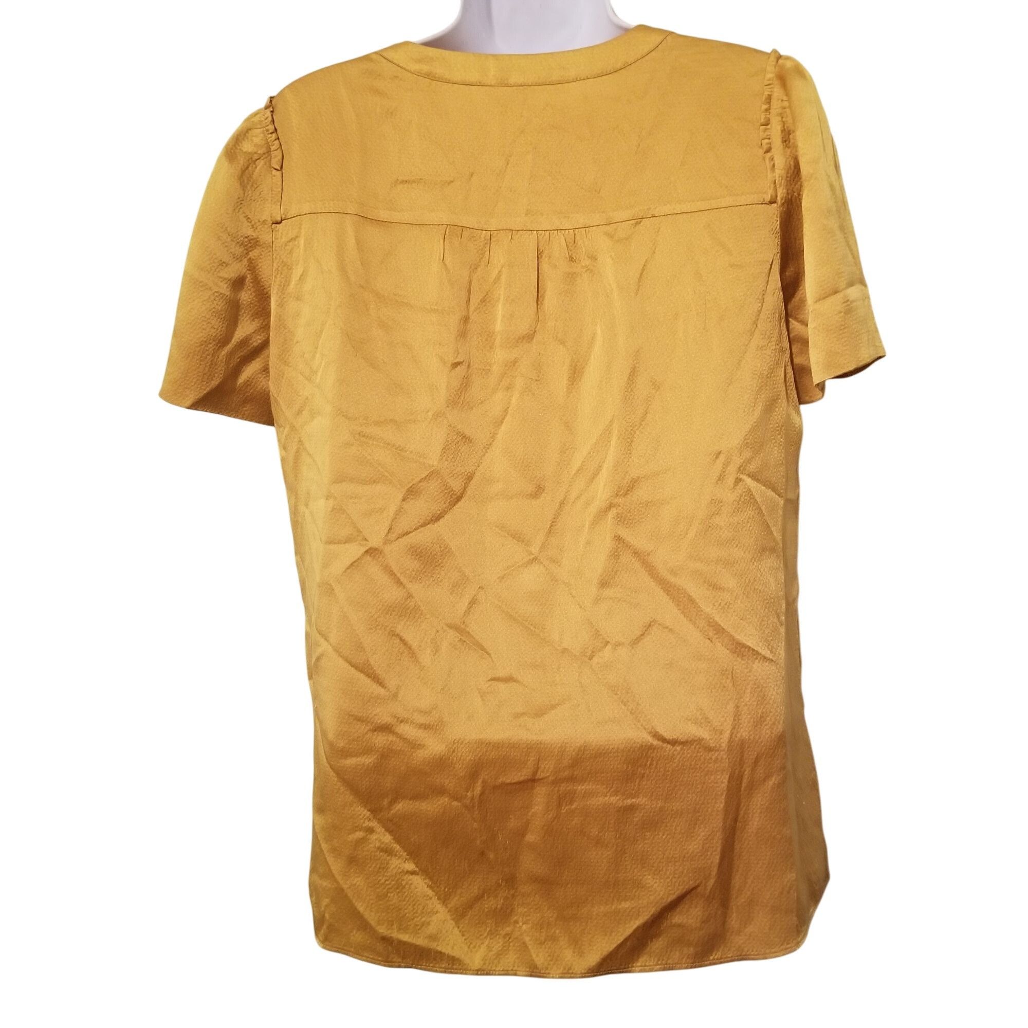J.Crew J Crew 4 Golden Yellow Silk Hammered Ruffle Top Preppy Twee Size S / US 4 / IT 40 - 4 Thumbnail