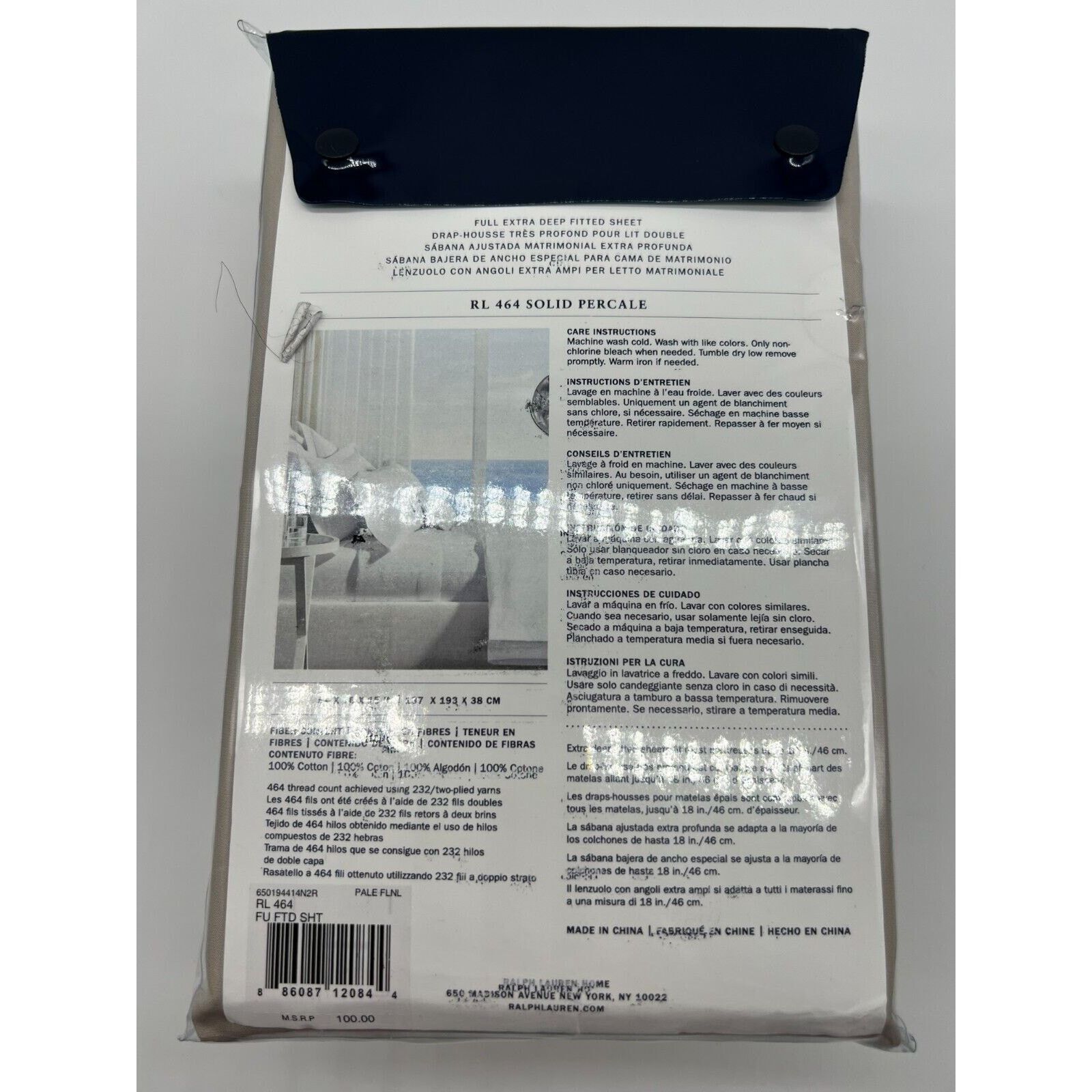 Ralph Lauren Ralph Lauren Percale Full Extra Deep Fitted Sheet Pale Size ONE SIZE - 10 Thumbnail
