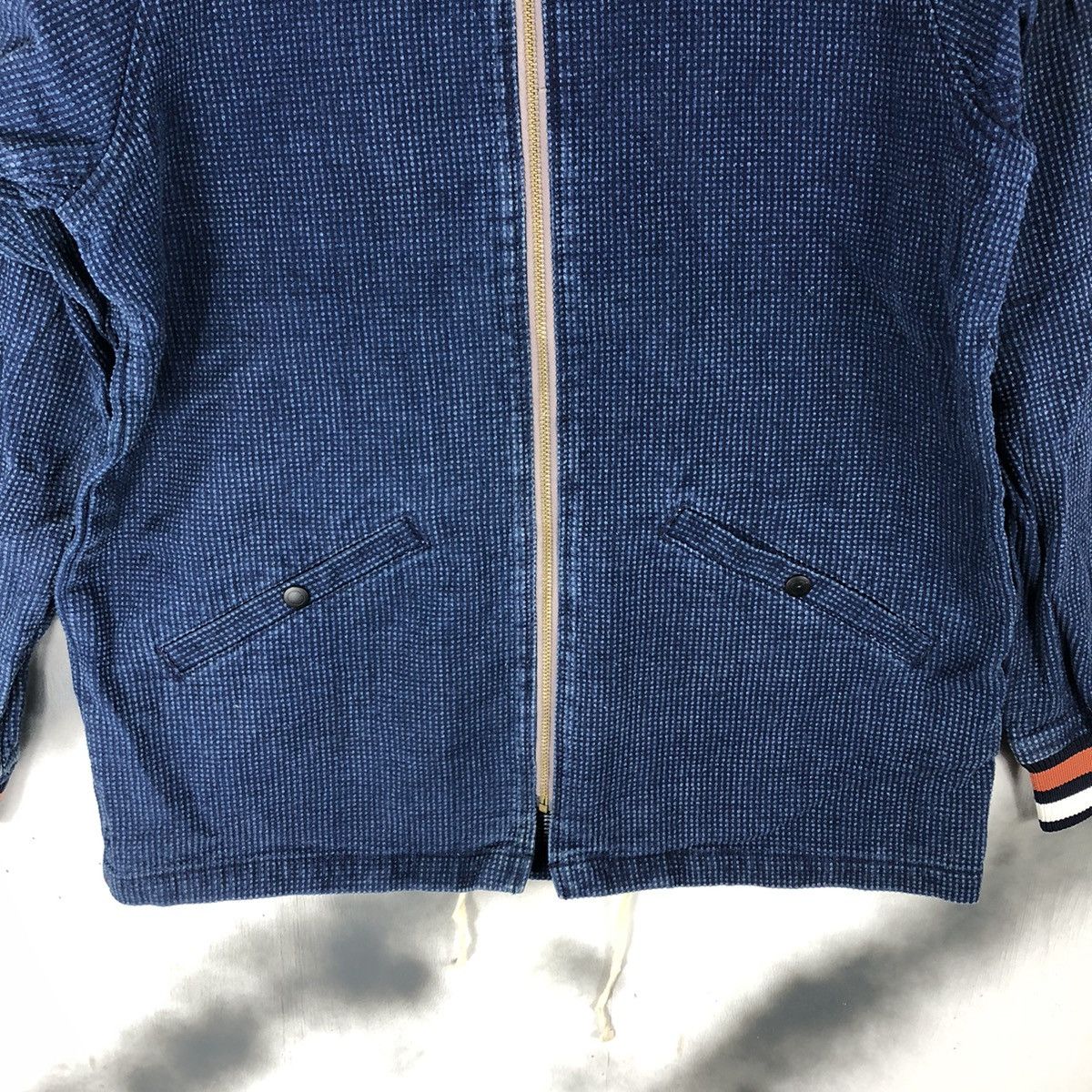 Japanese Brand Authentic Aozora Sashiko Denim Ribbed Jacket Size US L / EU 52-54 / 3 - 5 Thumbnail