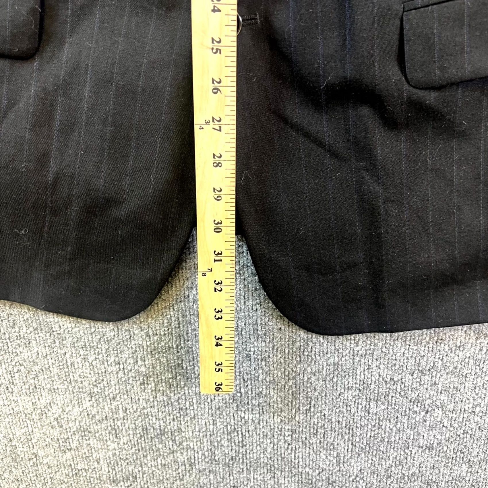 Vintage Towncraft Blazer Coat Men's 54 Black Striped Wool Suit Jacket Formal Business Size 54R - 3 Thumbnail