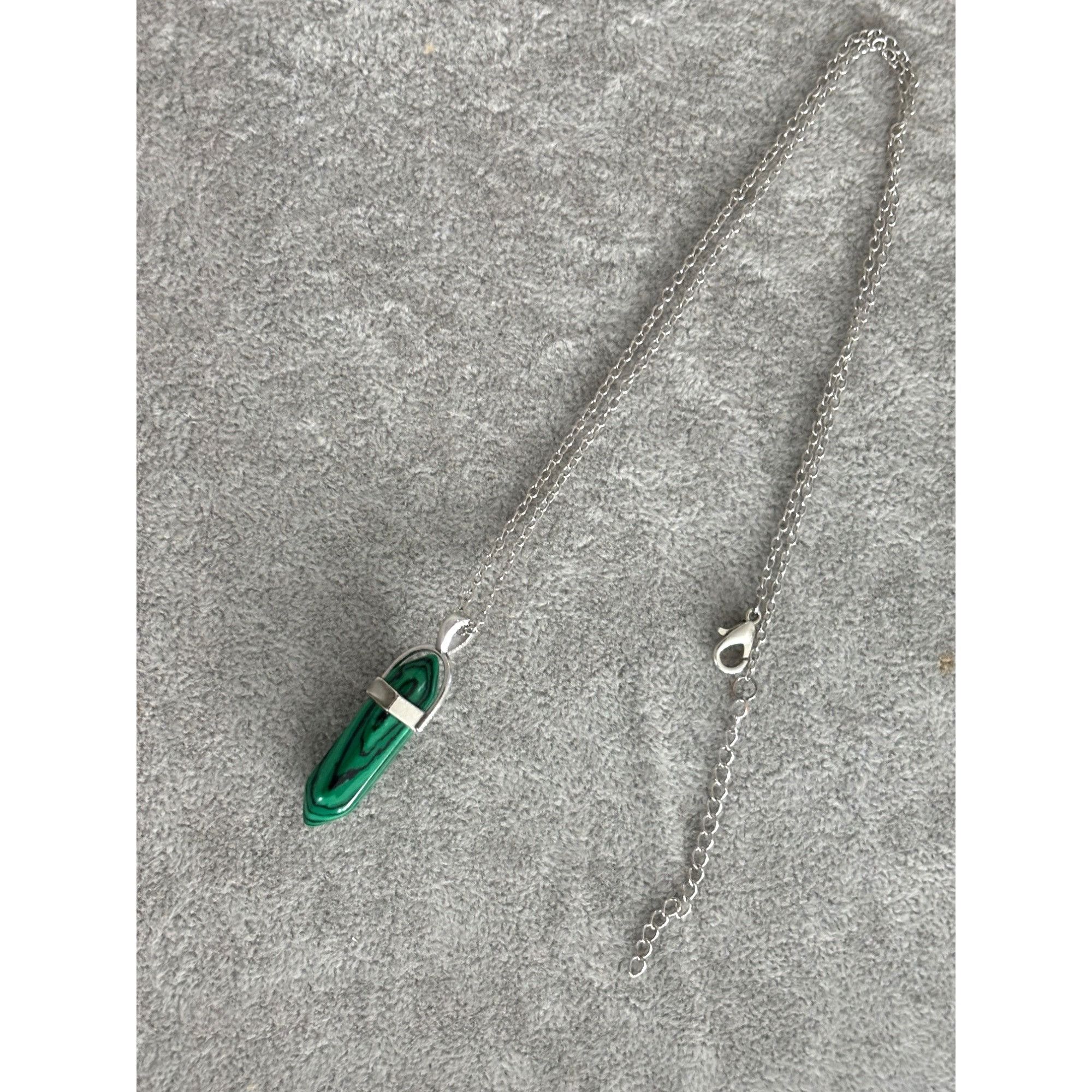 Other Green Malachite Crystal Pendant Necklace With Silver-Tone Ch Size ONE SIZE - 3 Thumbnail