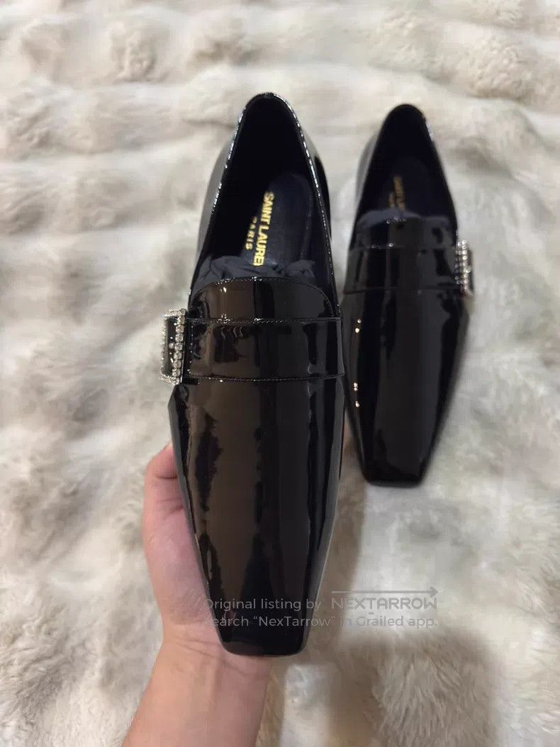 Saint Laurent Paris Saint Laurent Paris Crystal Buckle Loafers Leather Shoes Size US 8 / EU 41 - 4 Thumbnail