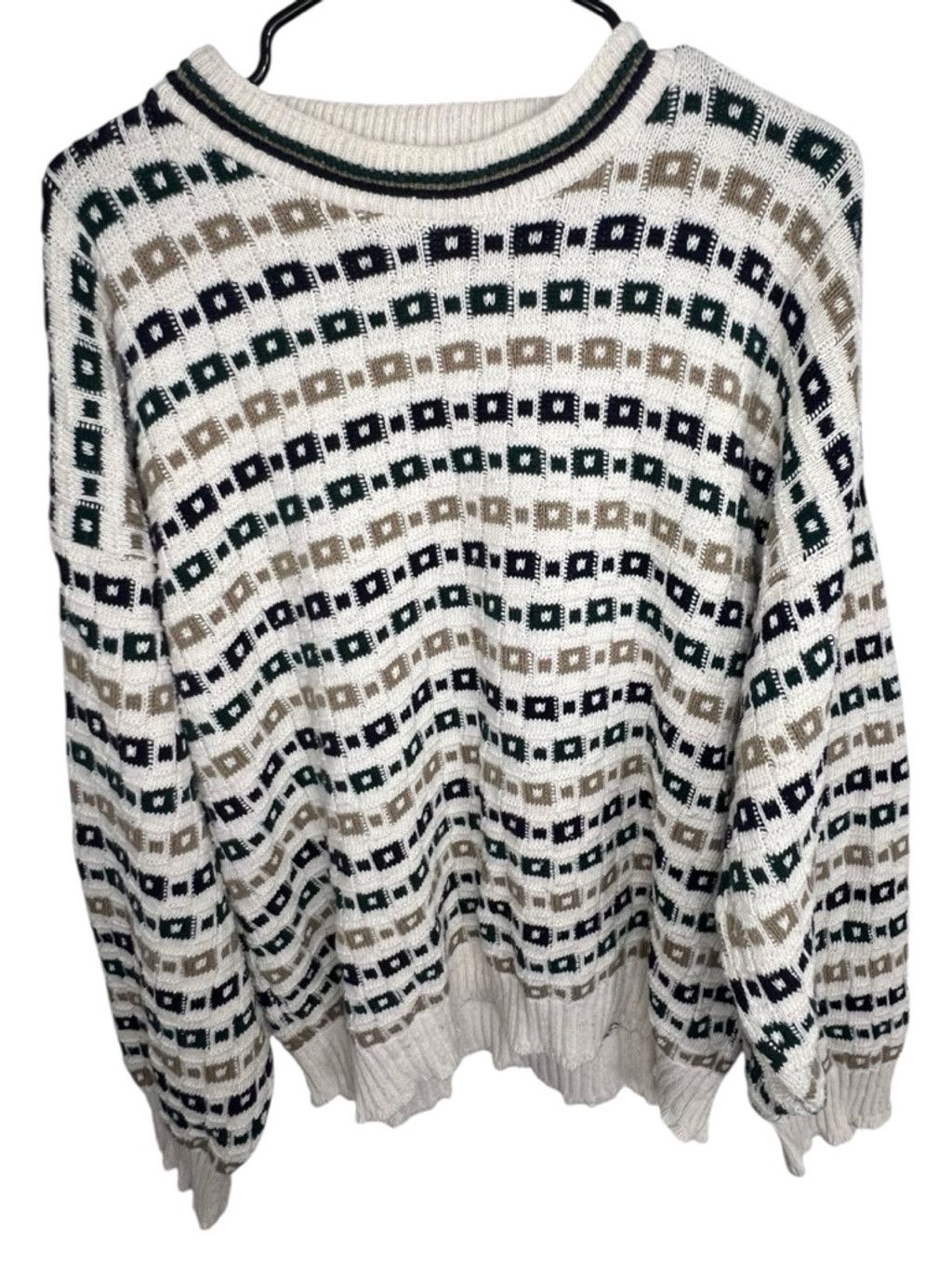 Bill Blass Bill Blass Vintage Geometric Textured Pullover Knit Sweater Size US L / EU 52-54 / 3 - 1 Thumbnail