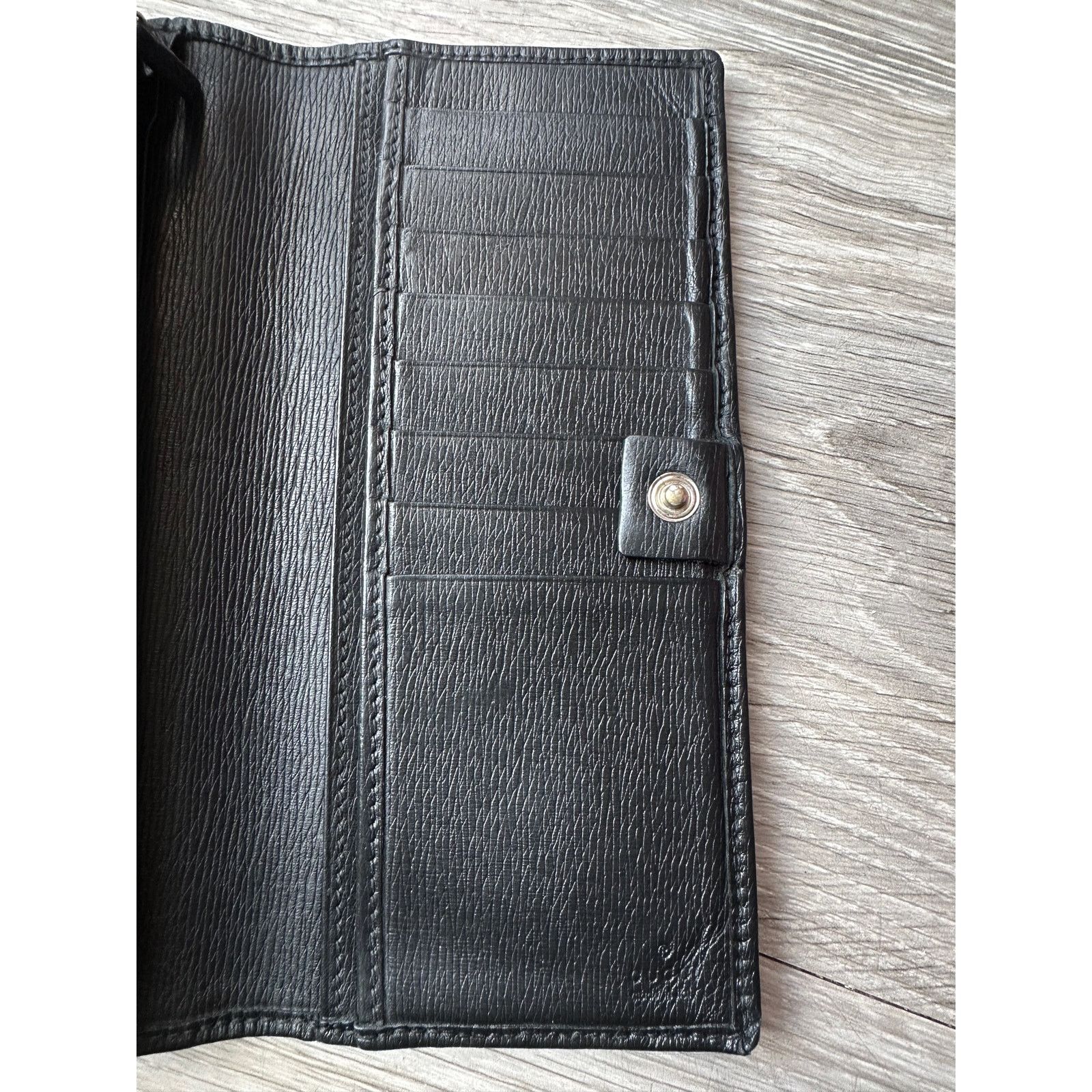 Gucci Gucci Black Long Bifold Wallet with Silver Belt Buckle Size ONE SIZE - 7 Thumbnail