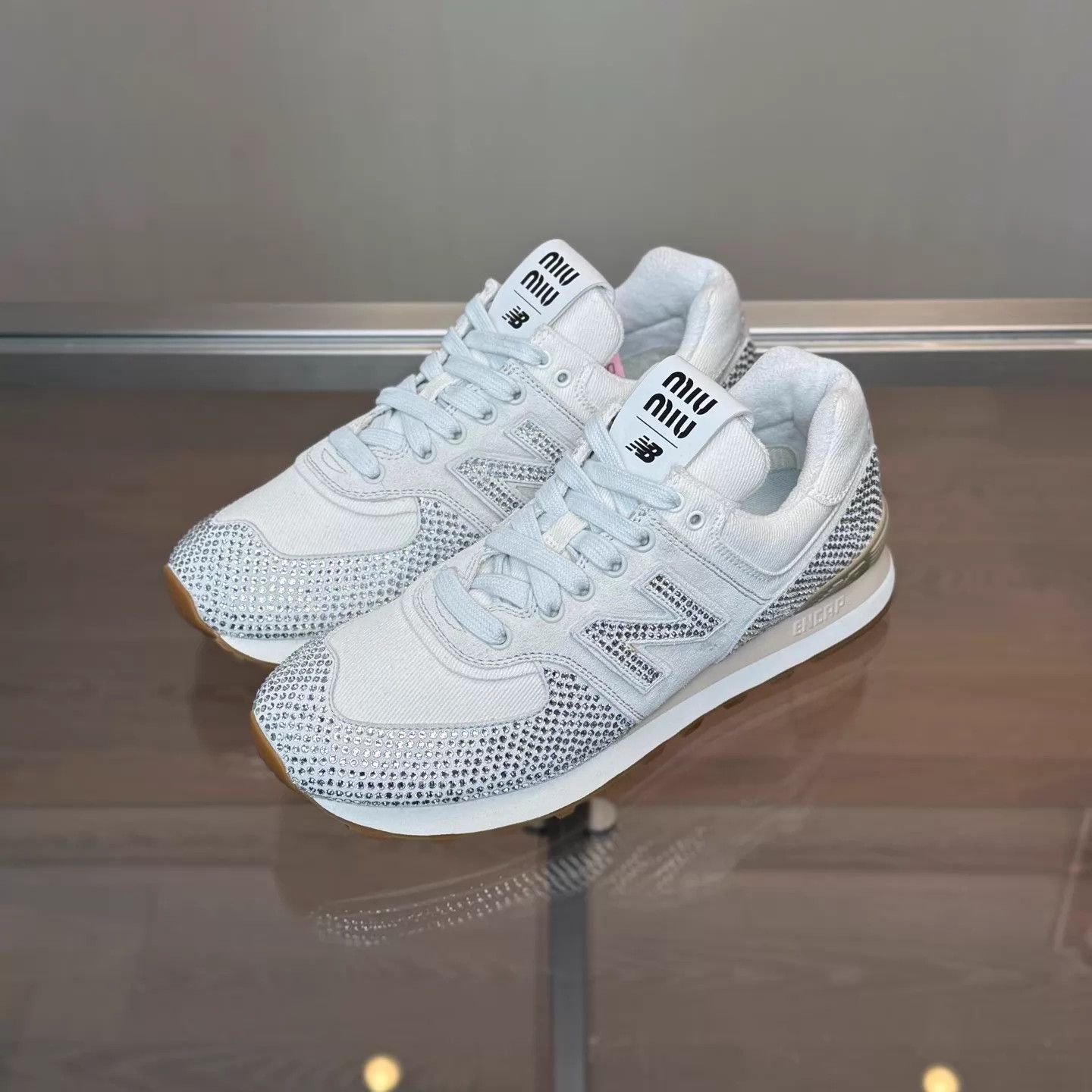 Miu Miu Miu Miu x New Balance Diamond-Encrusted Sneakers 38.5 Size US 8 / IT 38 - 1 Thumbnail