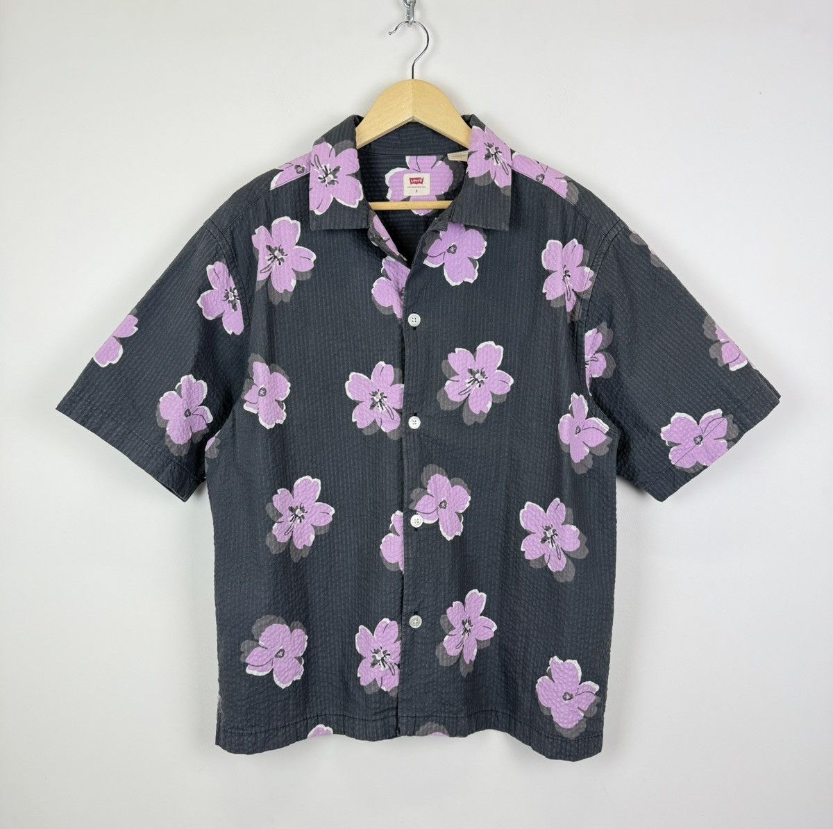 Levi's Levi's Grey Slouchy Shirt Top Short Sleeve Flowers Hawaiian Size US S / EU 44-46 / 1 - 4 Thumbnail