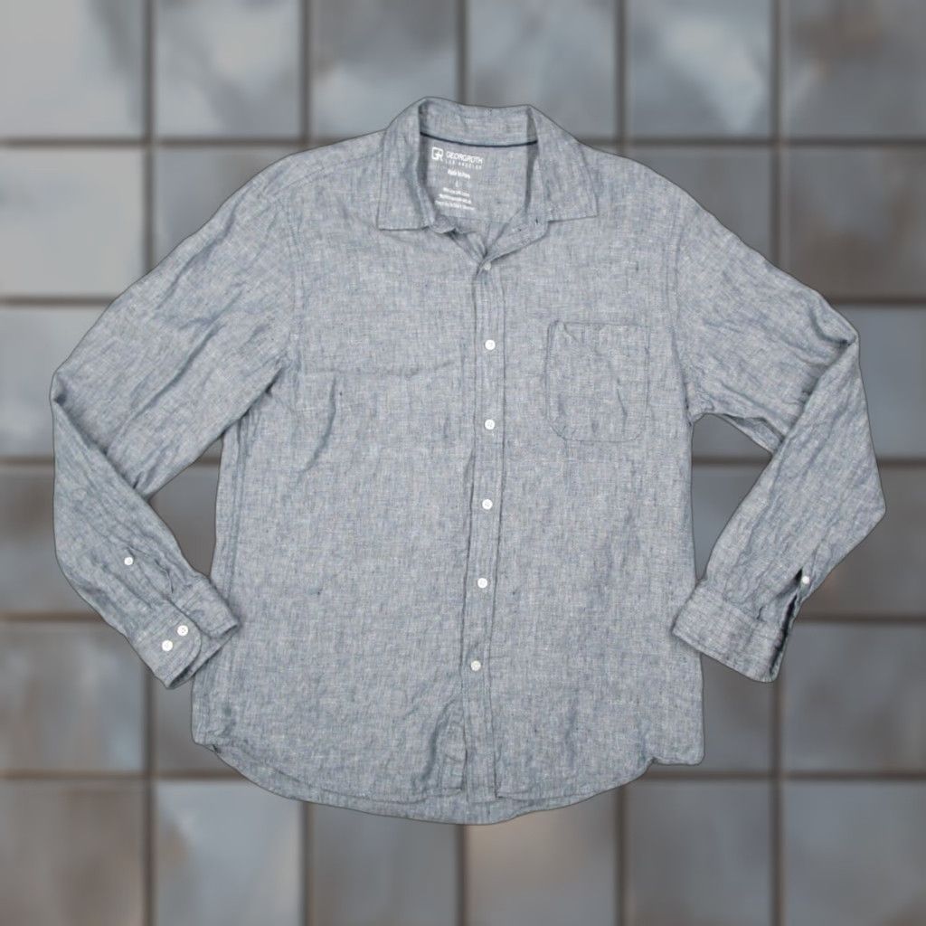 Vintage VINTAGE Georg Roth Los Angeles Men's Button-Up Shirt Large Blue Linen Cotton Blend Casual Classic Size US L / EU 52-54 / 3 - 1 Thumbnail
