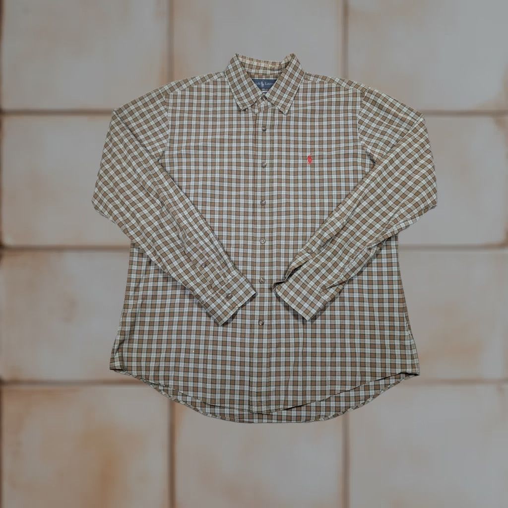 Ralph Lauren Ralph Lauren Shirt Mens L Brown Plaid Long Sleeve Button Down Custom Fit Shirt Size US L / EU 52-54 / 3 - 1 Thumbnail