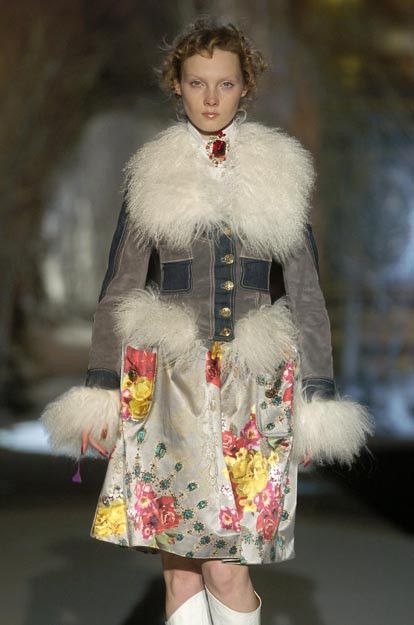 Roberto Cavalli F/W 2003 RUNWAY LAMB FUR DENIM JACKET Size M / US 6-8 / IT 42-44 - 1 Thumbnail
