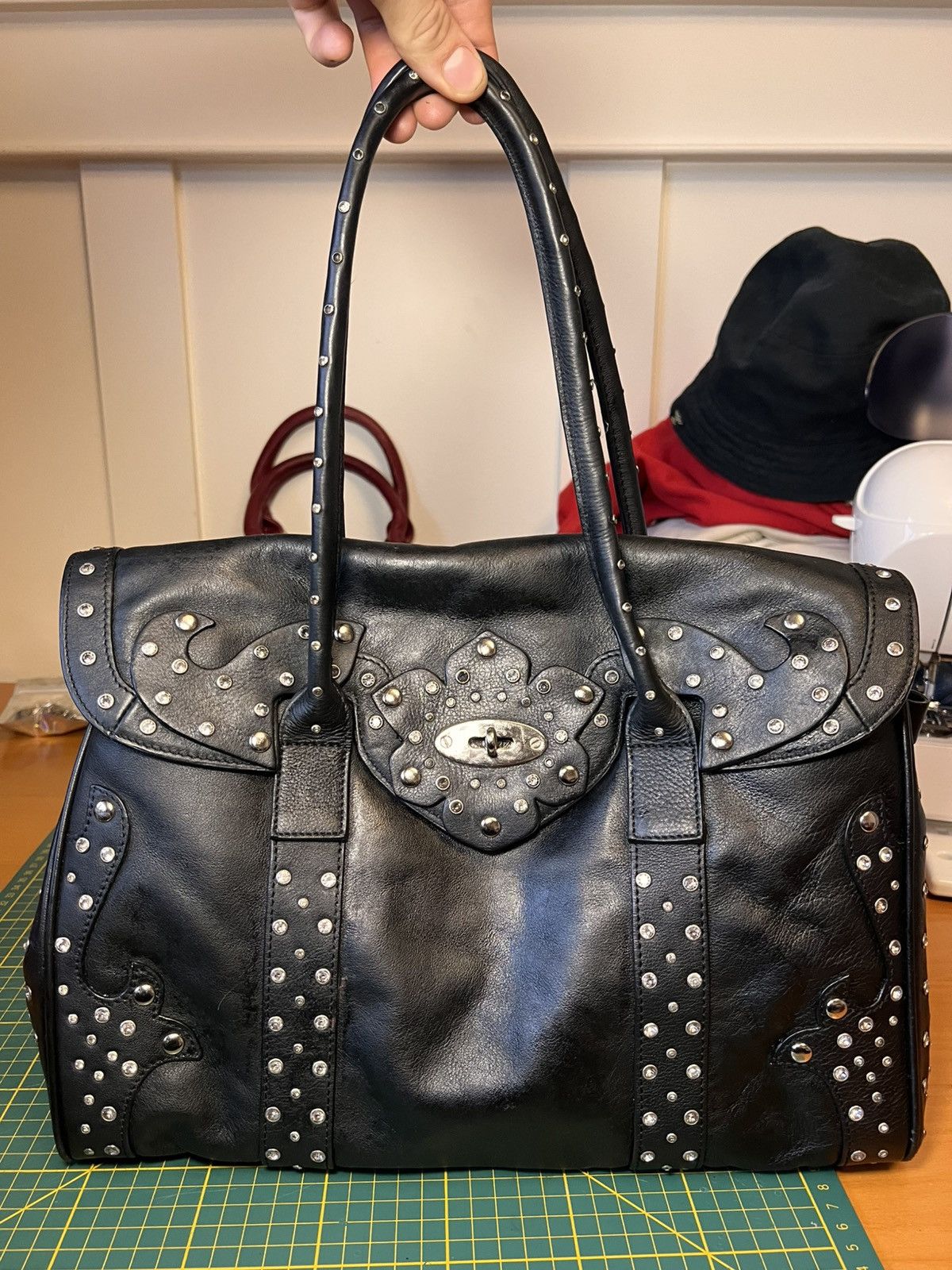 Vintage Vintage CNKW studded rhinestone leather “Birkin” handbag Size ONE SIZE - 16 Thumbnail