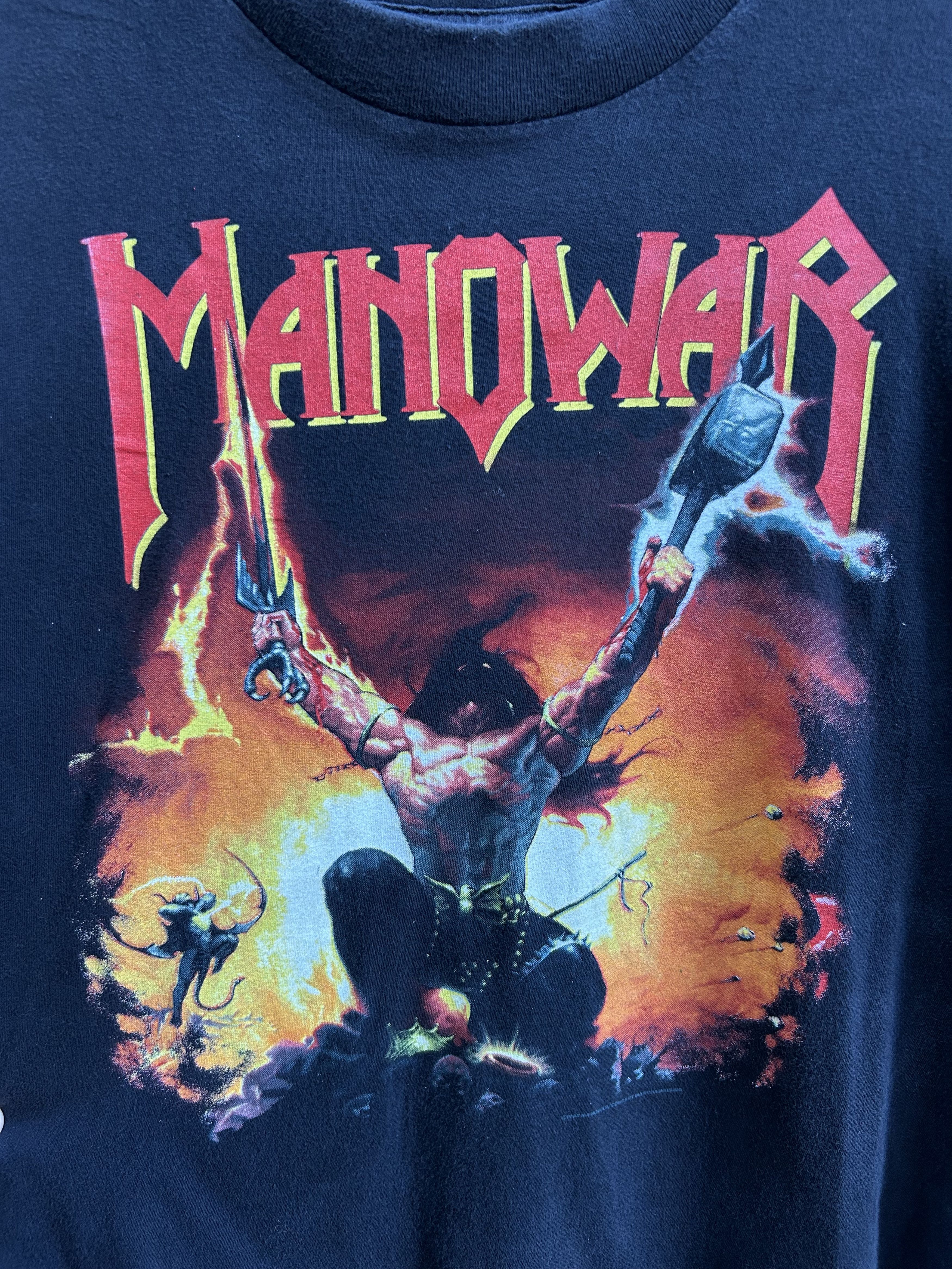 Band Tees Vintage 1994/1995 Manowar Rock Band 90s T-shirt Size US XL / EU 56 / 4 - 4 Thumbnail
