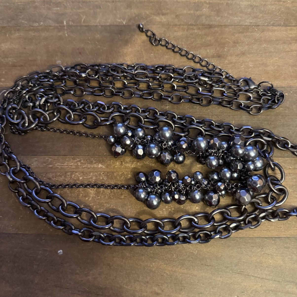 Other Long layered gunmetal cluster bead chain necklace Size ONE SIZE - 2 Thumbnail