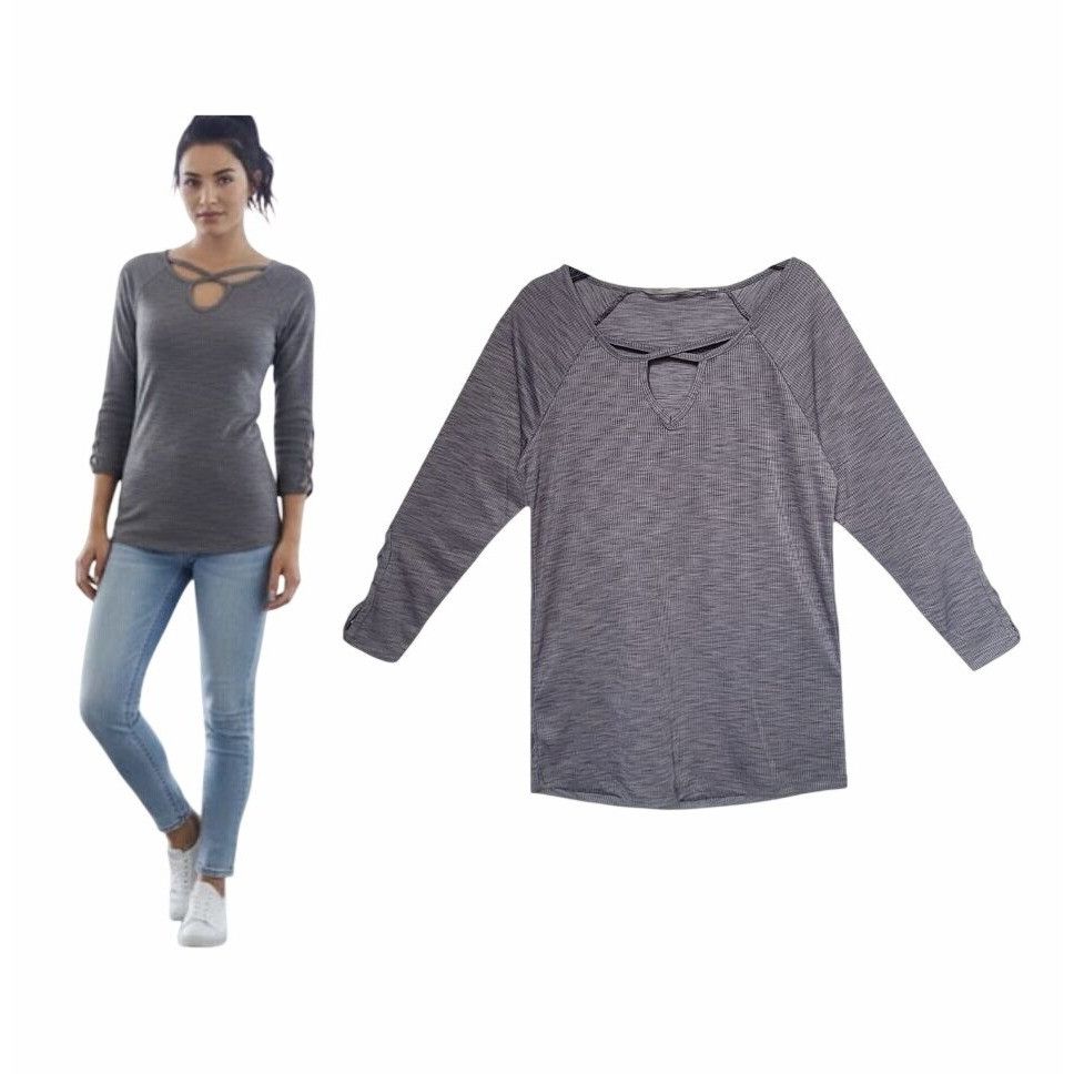 Other ⭐Harmony Sz S Basic Women Active top Grey textured 3/4 sleev Size S / US 4 / IT 40 - 1 Thumbnail