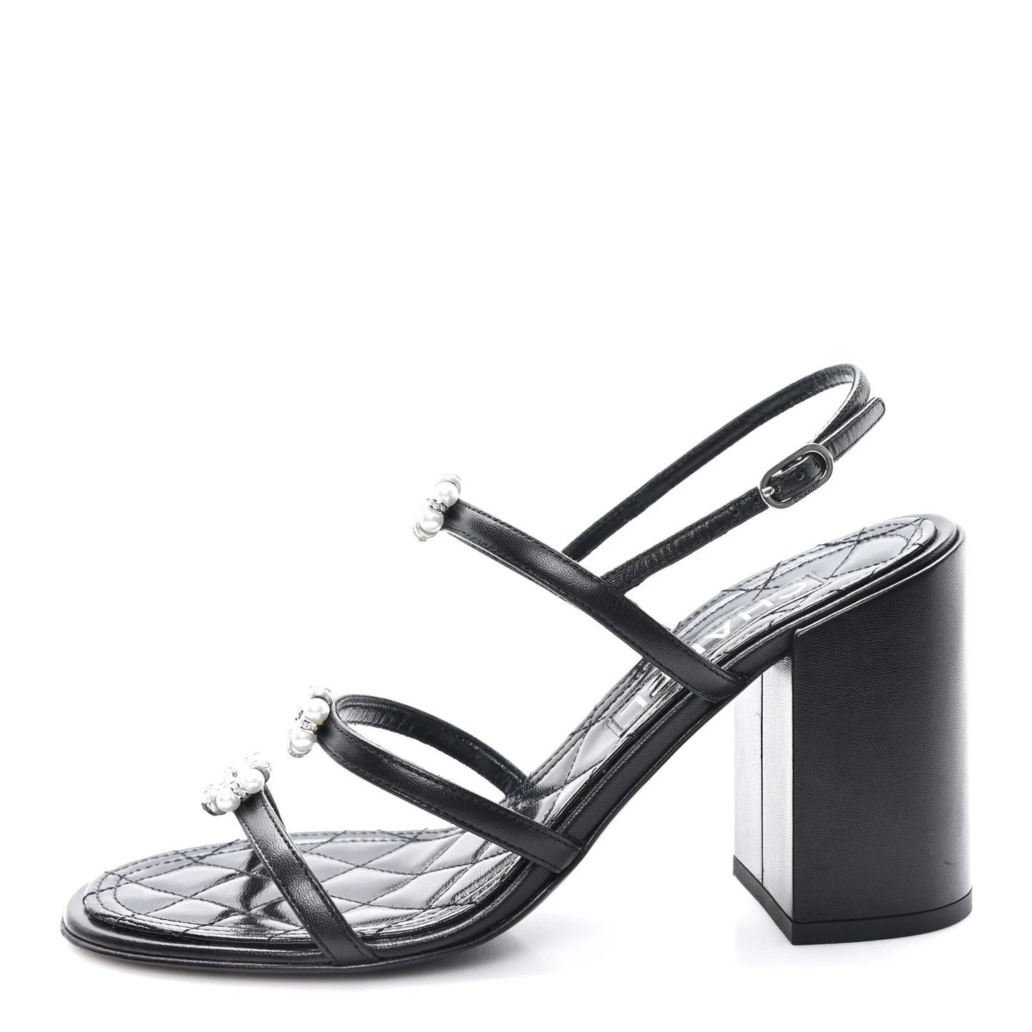 Chanel o1h1sh10526 Pearl CC Sandals in Black Size US 7 / IT 37 - 1 Thumbnail