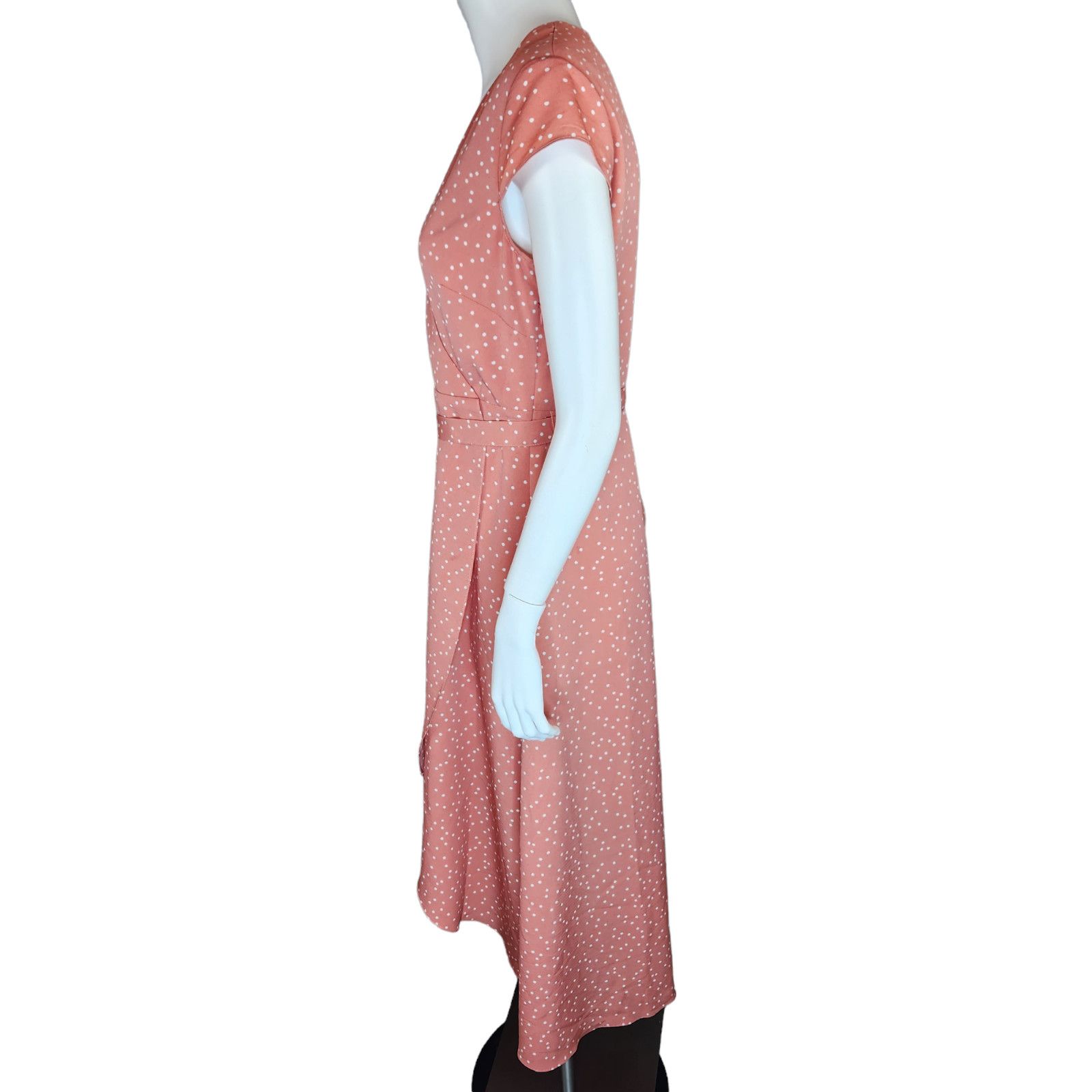Madison Madison Womens Medium Peach Polka Dot Wrap Dress W/ Belt Size M / US 6-8 / IT 42-44 - 5 Thumbnail