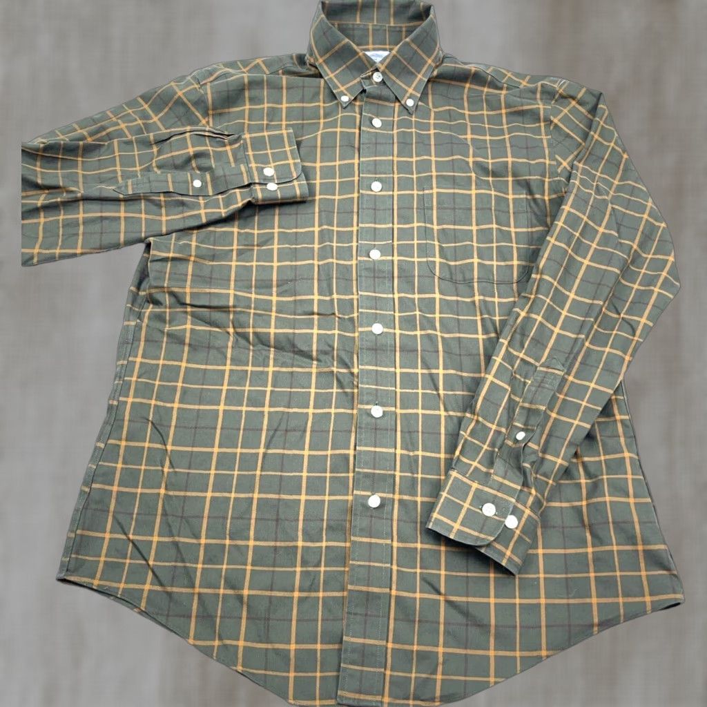 Brooks Brothers Brooks Brothers Men's Button-Up Shirt Medium Green Plaid Casual Dress All Seasons Size 40R - 1 Thumbnail