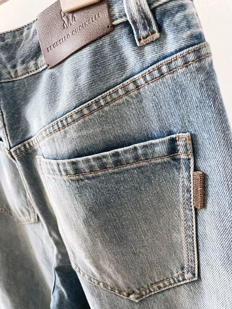 Brunello Cucinelli Brunello Cucinelli Washed and whitened blue mid-rise wide- Size 26" / US 2 / IT 38 - 5 Thumbnail