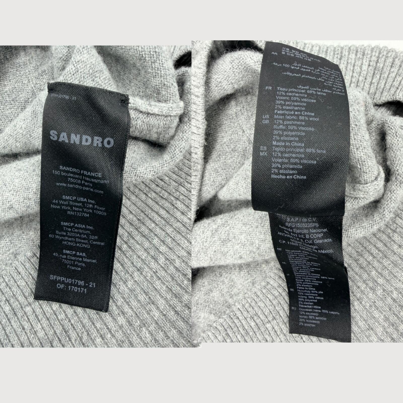Sandro Sandro Wool Cashmere Sweater Contrast Trim Grey Size 3 Size M / US 6-8 / IT 42-44 - 5 Thumbnail