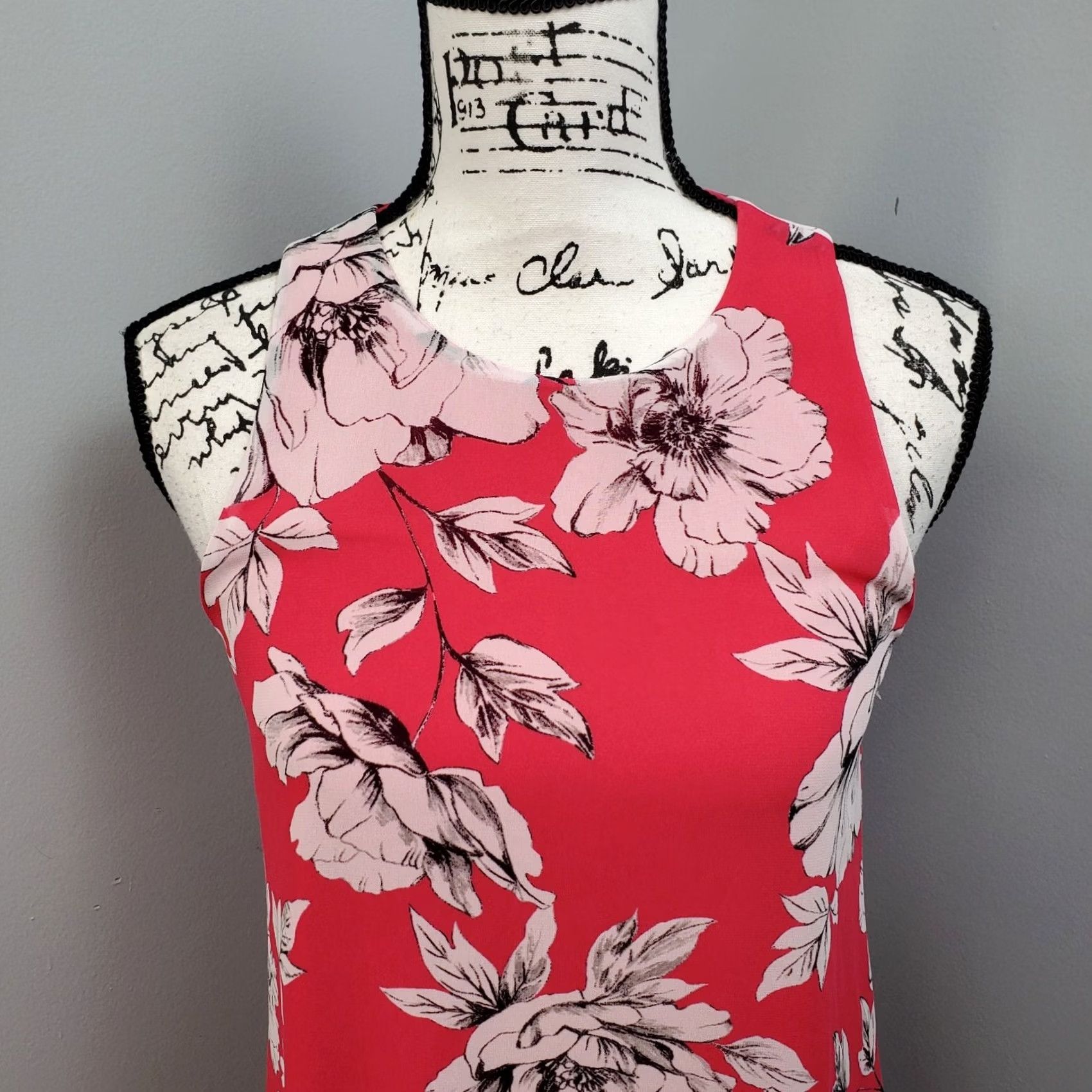 Alfani Alfani Women's Petite 2P Multi Floral Sheath Dress Sleeveless Lined Zip Back Knee Length High Low 100% Polyester Size XS / US 0-2 / IT 36-38 - 3 Thumbnail