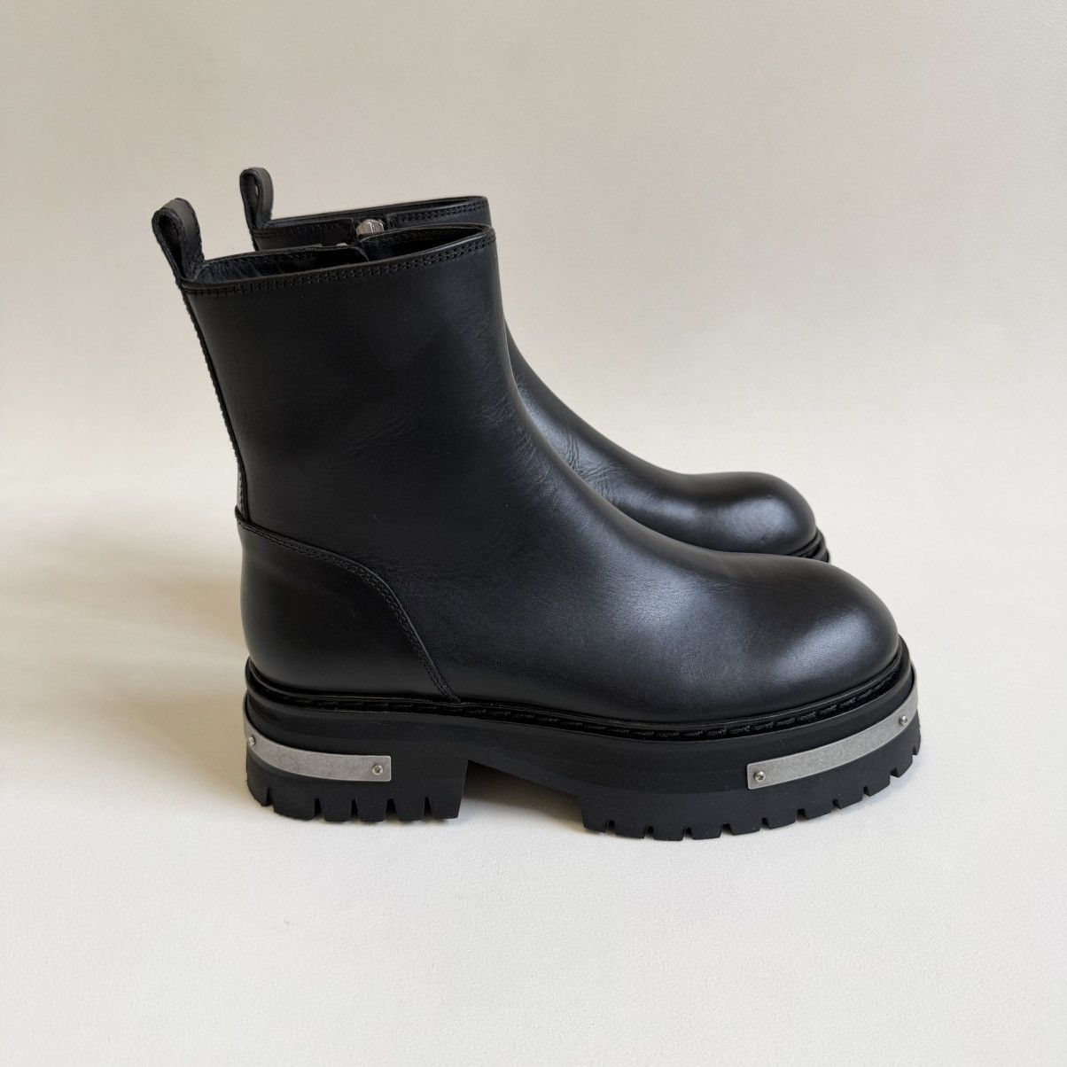 Ann Demeulemeester Metal Plaque Detail Black ‘Tucson’ Combat Boots Size US 6 / IT 36 - 12 Thumbnail