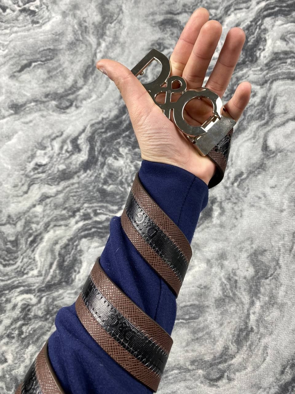 Dolce & Gabbana Vintage Monogram Dolce Gabbana Leather Belt 90s Big Logo DG Size ONE SIZE - 1 Thumbnail
