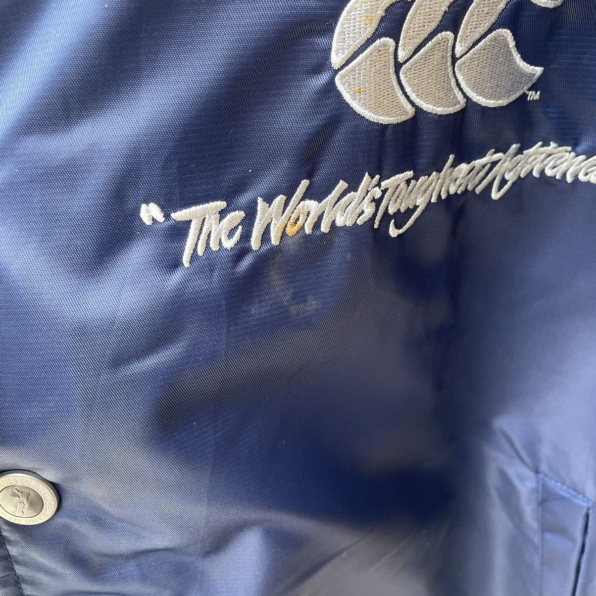 Canterbury of New Zealand × Vintage 🔥🔥Canterbury Snap Buttons Big Logo Light Varsity Jacket Size US L / EU 52-54 / 3 - 8 Thumbnail