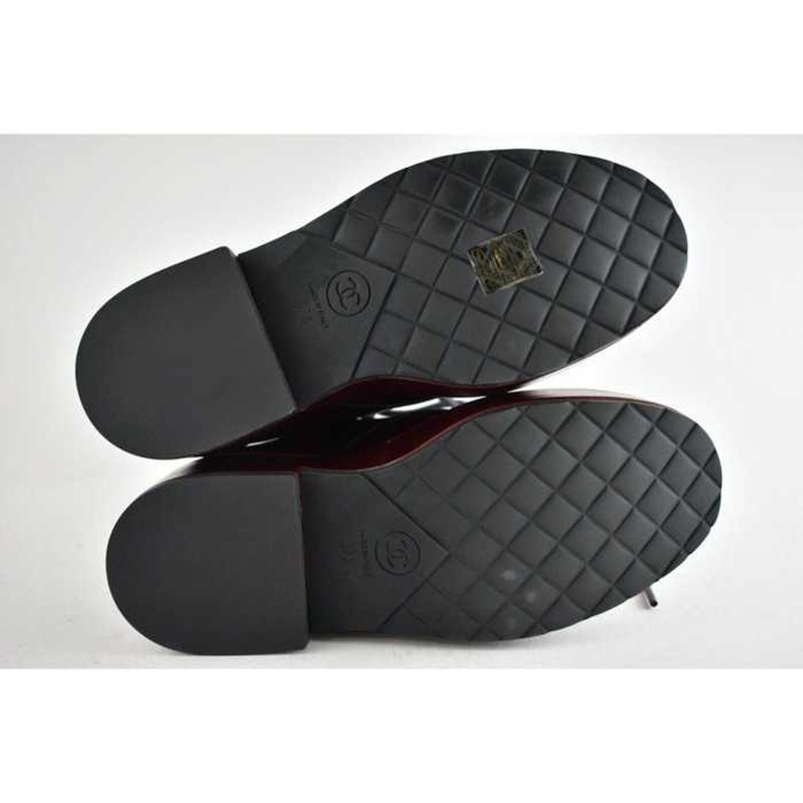 Chanel Chanel 20B Red Black Leather Pearl CC Combat Lace Up Tie Size US 7.5 / IT 37.5 - 9 Thumbnail