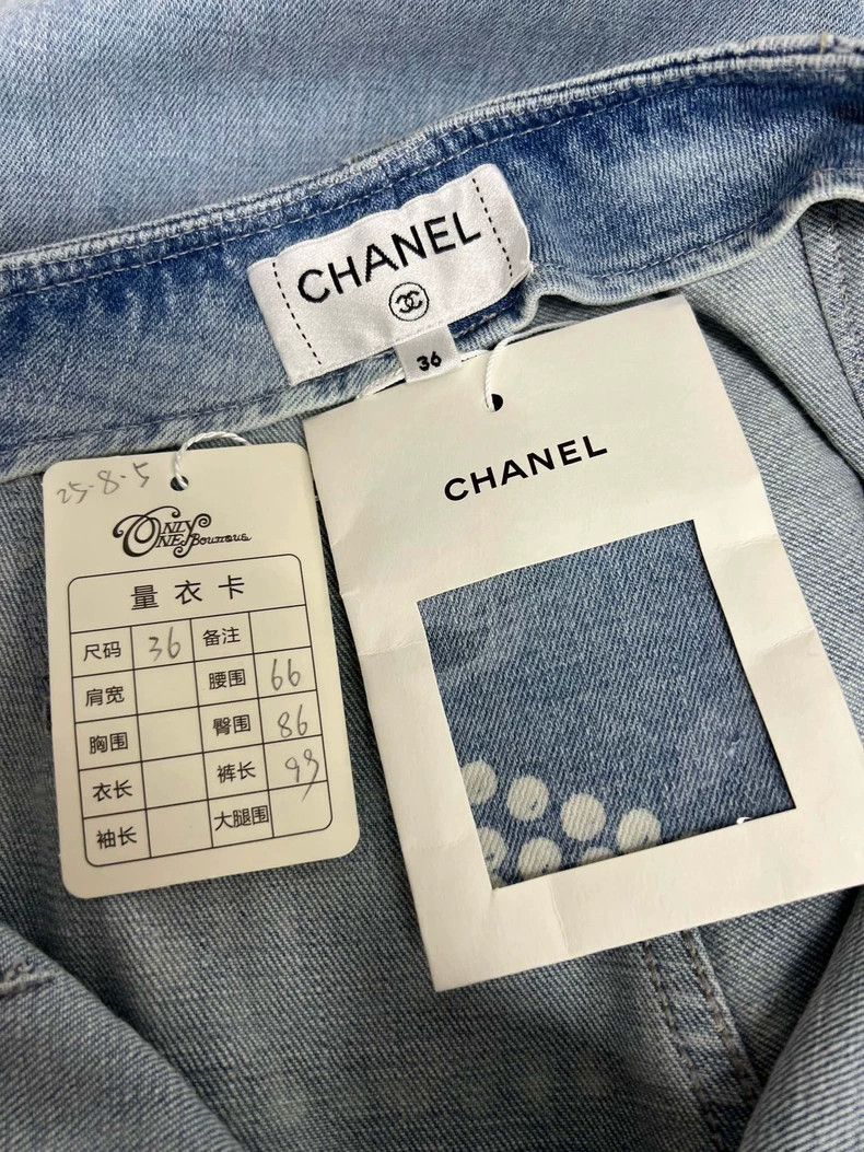 Chanel Chanel 25P light blue knitted chain straight jeans Size 24" / US 00 / IT 34 - 5 Thumbnail
