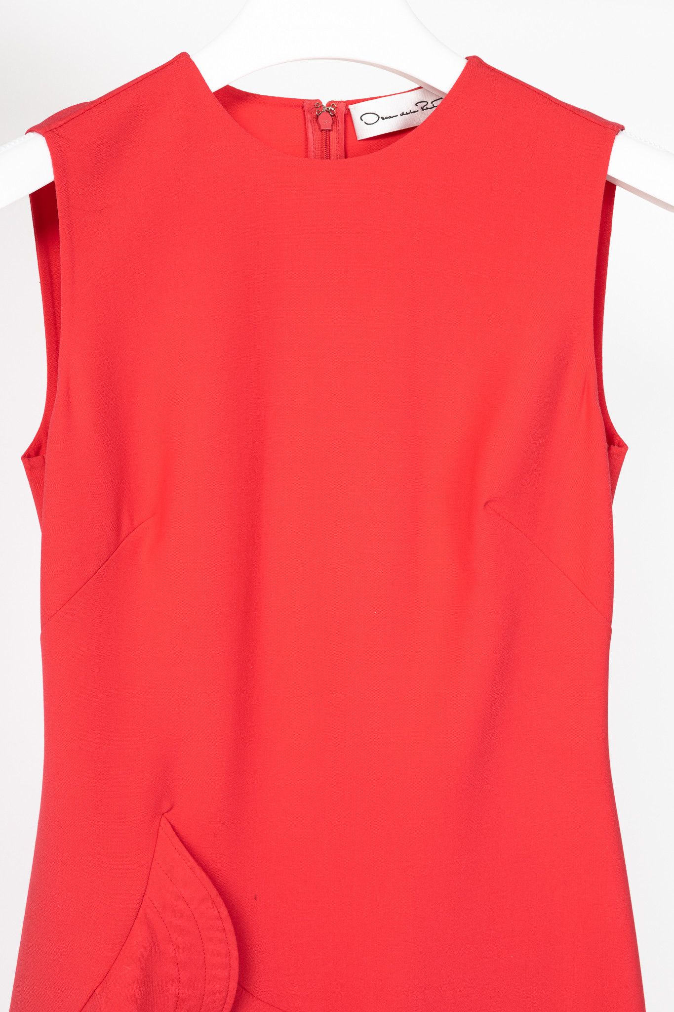 Oscar De La Renta Oscar de la Renta PS24 Cerise Wool Tiered Ruffle Dress Size S / US 4 / IT 40 - 3 Thumbnail