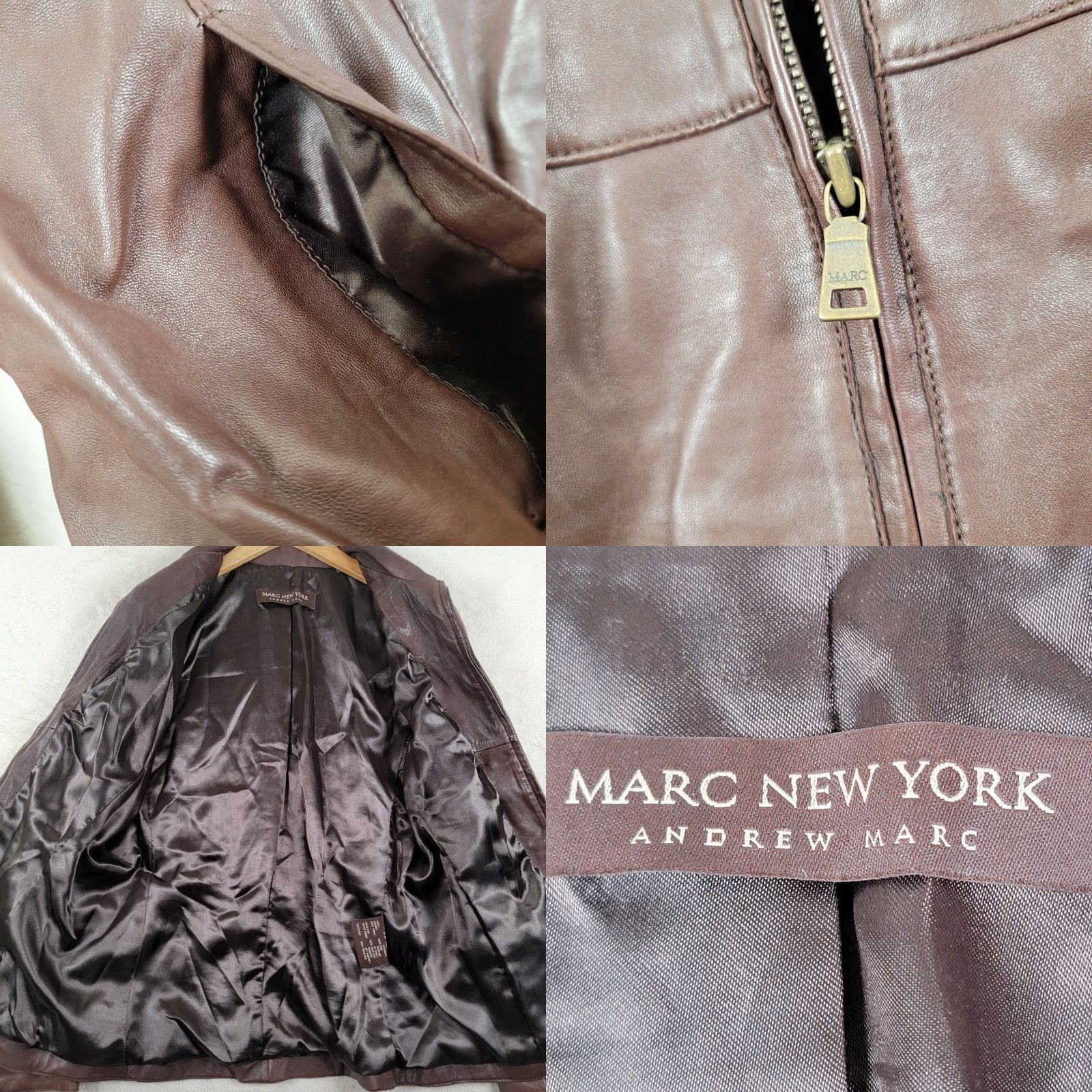 Vintage VINTAGE Marc New York Women's M Brown Leather Zip Up Jacket Size M / US 6-8 / IT 42-44 - 10 Thumbnail