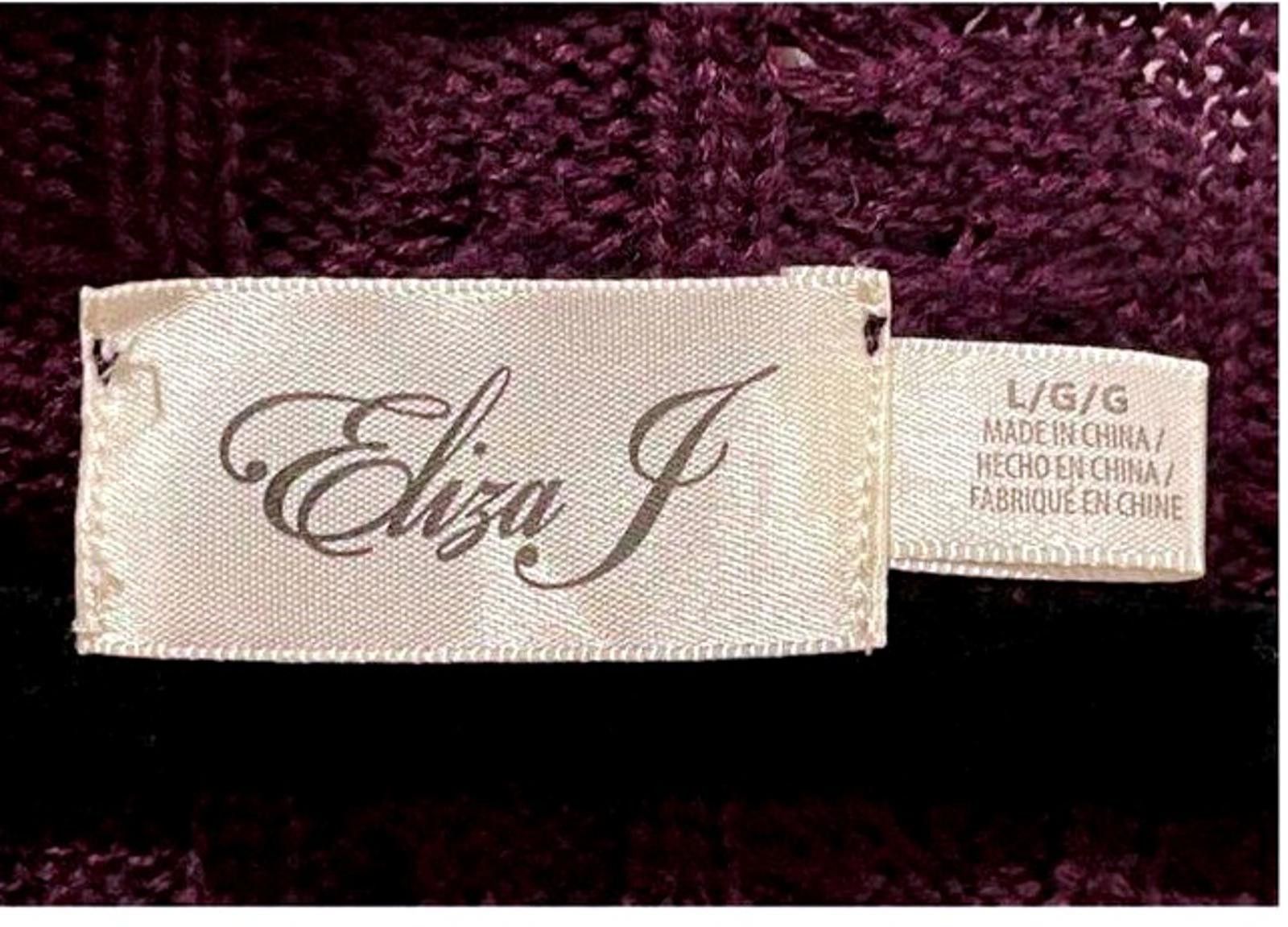 Designer Eliza J Womens Purple Cable Knit Sweater Dress Size L / US 10 / IT 46 - 5 Thumbnail