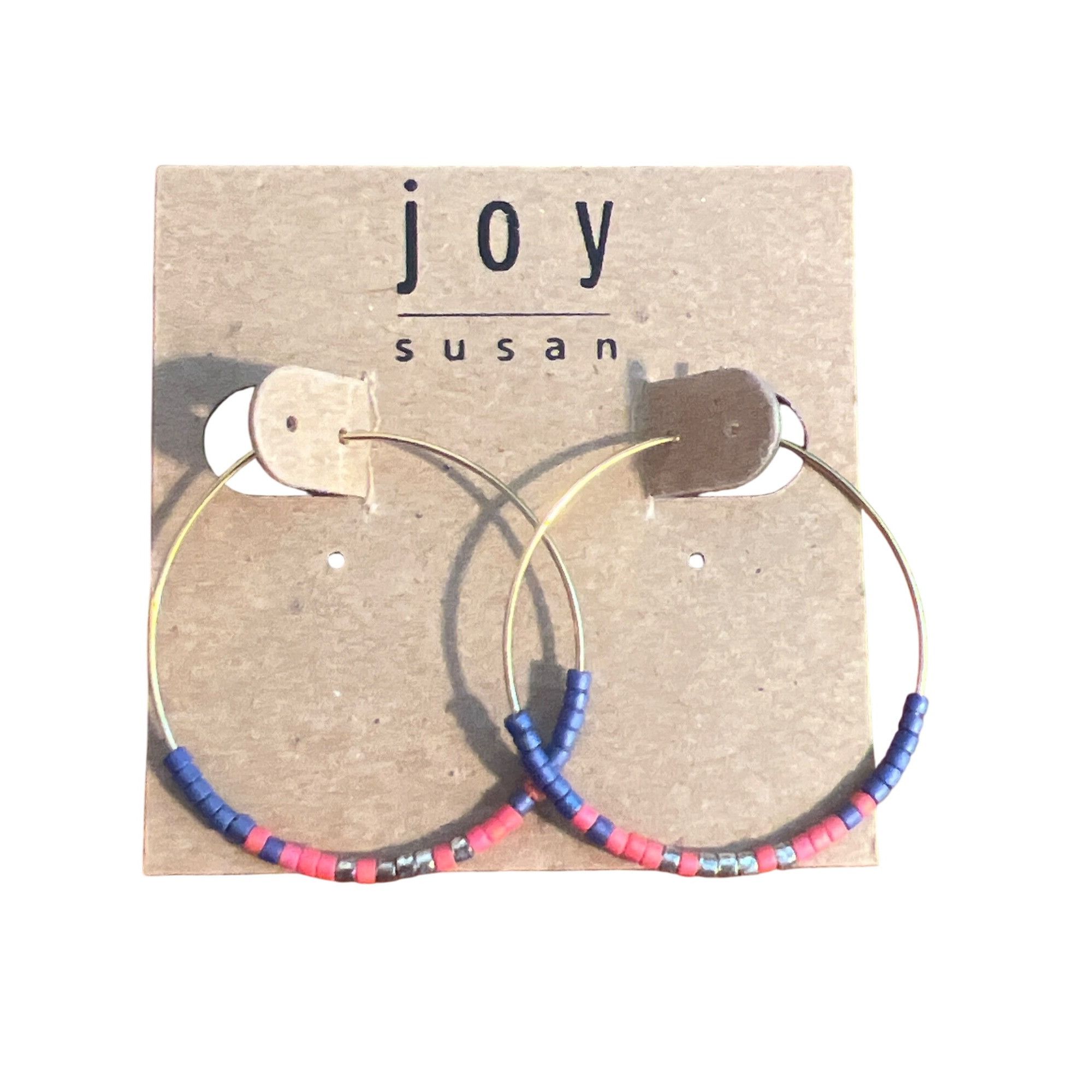 Other Joy Susan Beaded Simple Endless Hoop Earrings Gold Tone Pink Size ONE SIZE - 1 Thumbnail