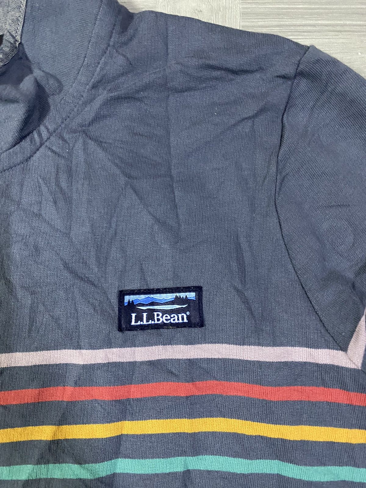 Women’s L.L. Bean Vintage Style Pullover Denim MocNeck Blue