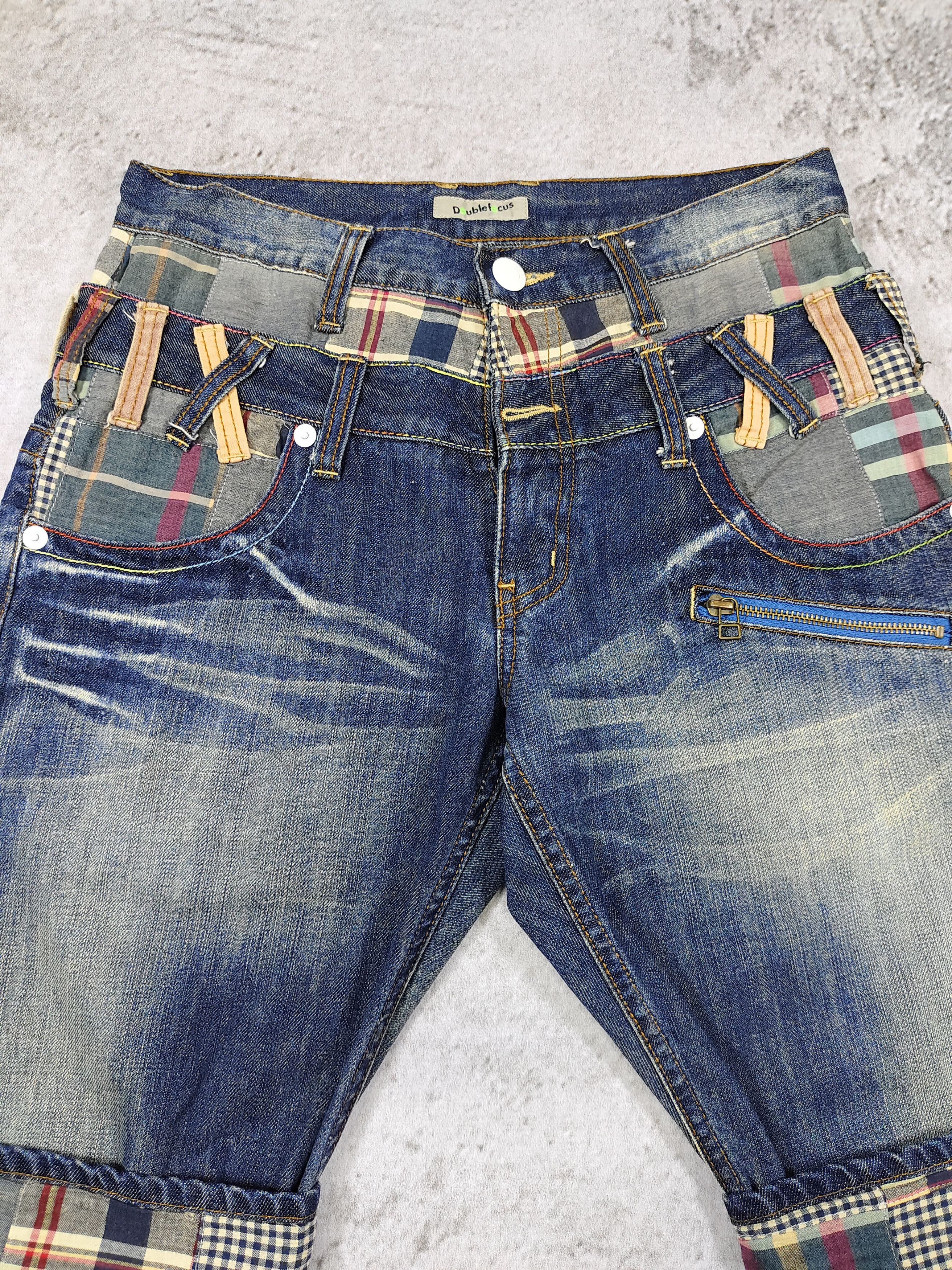 Japanese Brand 00s Double Focus🇯🇵 Hybrid Y2K Punk Grunge Patchwork Pants Size US 30 / EU 46 - 3 Thumbnail