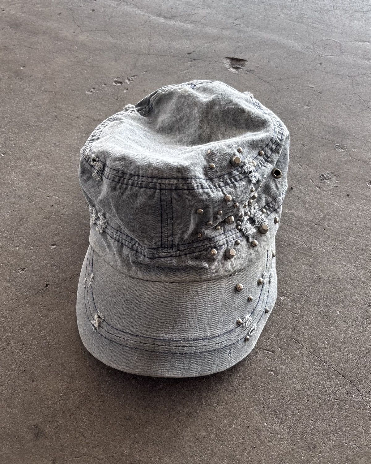 If Six Was Nine Vintage Studed Cadet Hats Distressed Faded Blue Size ONE SIZE - 2 Thumbnail