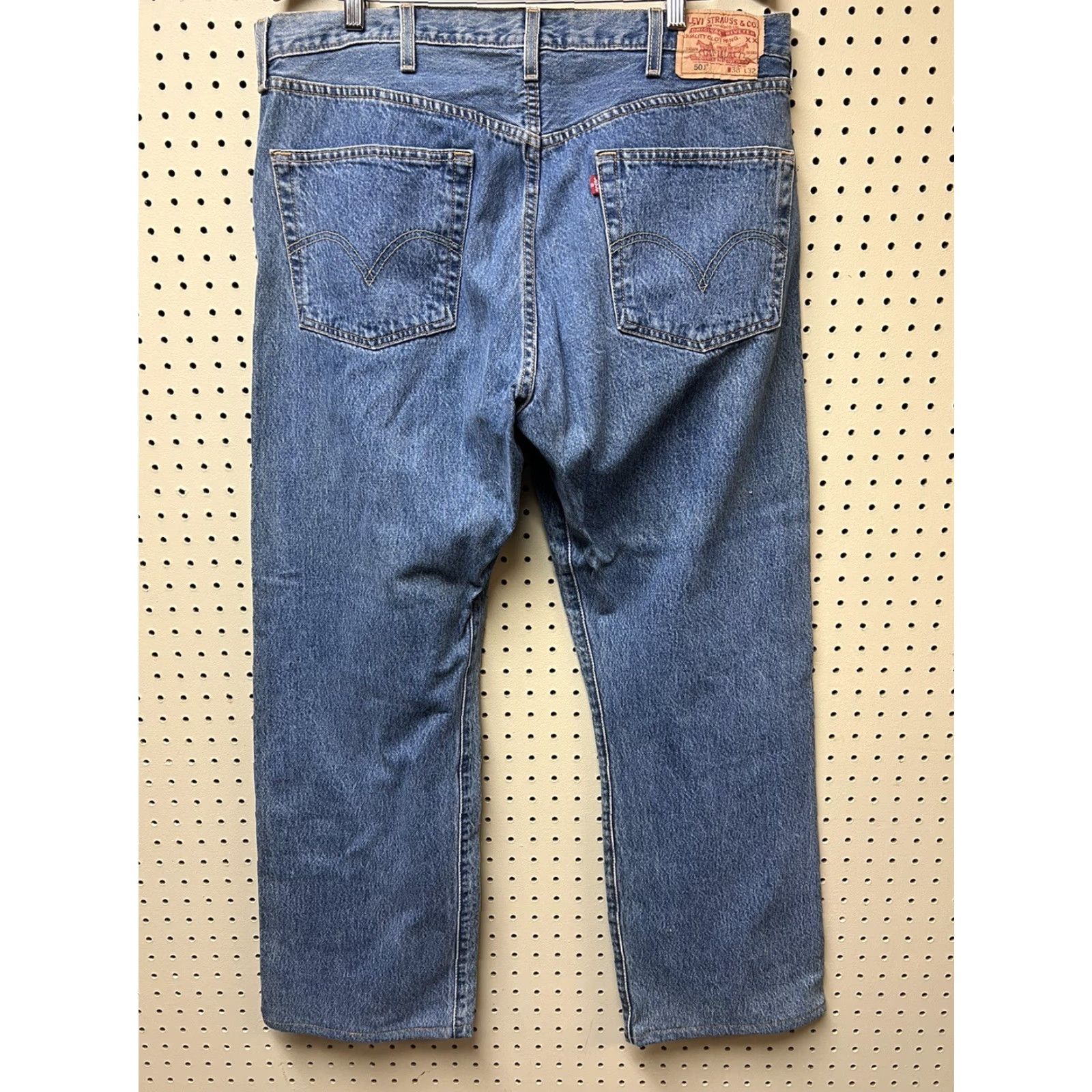 Levi's VINTAGE Levi's 501 Jeans Men's 38x30 Denim Pants Blue Dark 5-Pocket Button Fly Regular Fit USA 90s Cowboy Classicplain Size US 38 / EU 54 - 3 Thumbnail