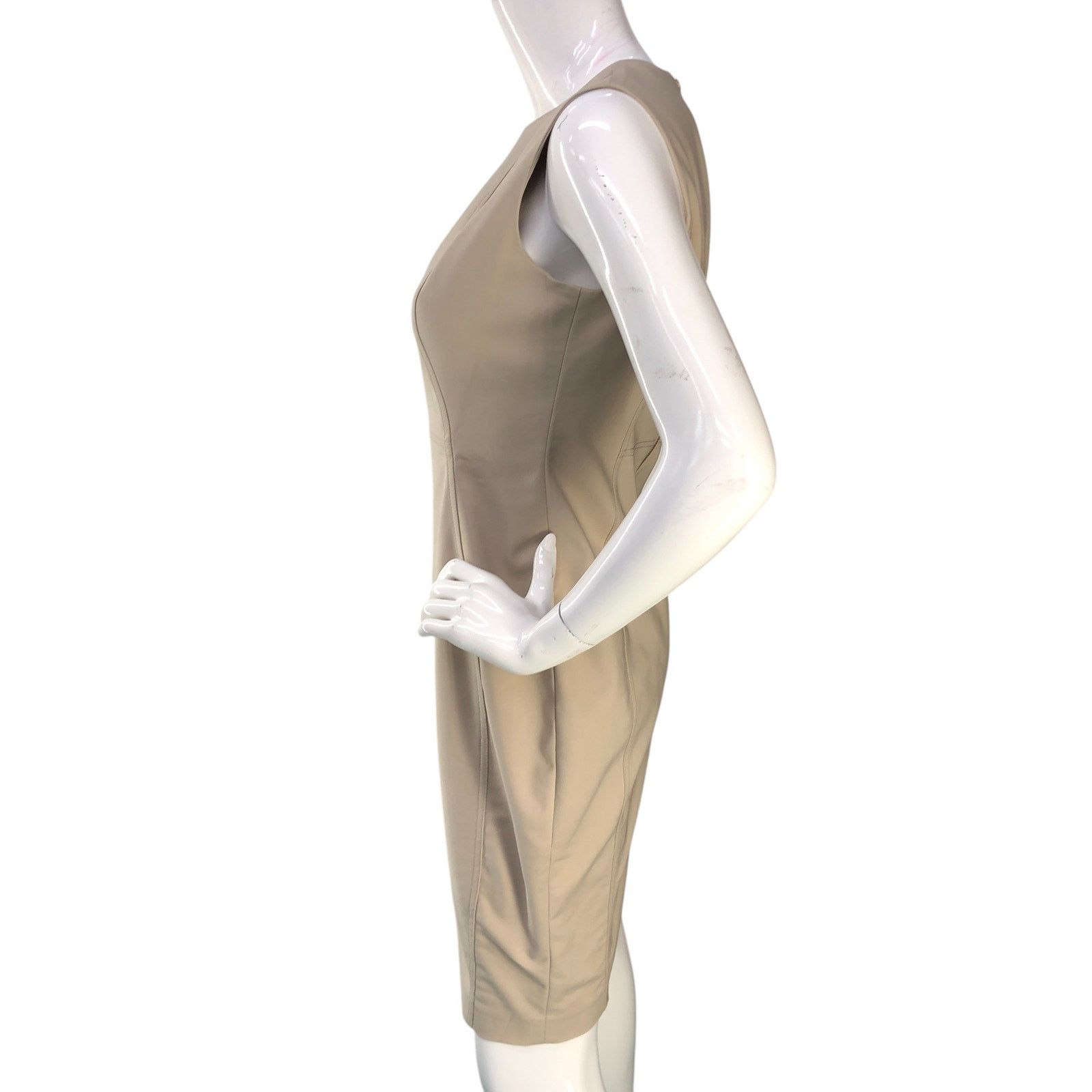 Calvin Klein Calvin Klein Size 4 Dress Sheath Sleeveless Stretch Khaki Size S / US 4 / IT 40 - 5 Thumbnail