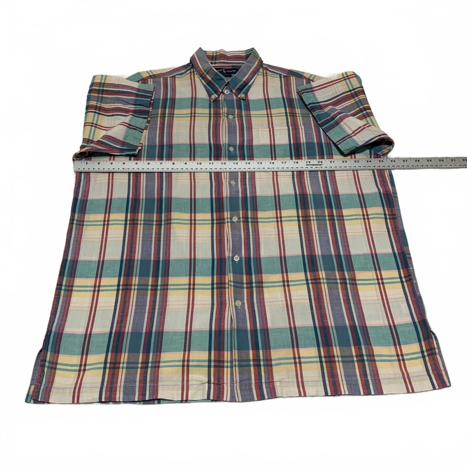 Polo Ralph Lauren Ralph Lauren Pastel Plaid Short Sleeve Shirt L Cotton Size US L / EU 52-54 / 3 - 5 Thumbnail