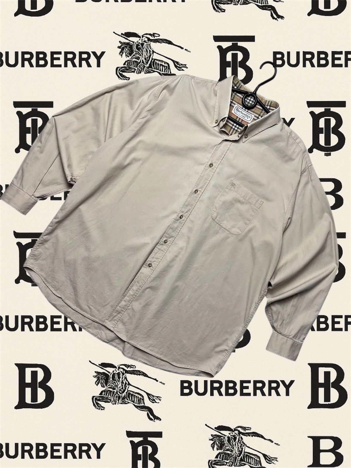 Burberry Vintage Burberry's shirt long sleeve rare logo XL plaid Size US L / EU 52-54 / 3 - 1 Thumbnail