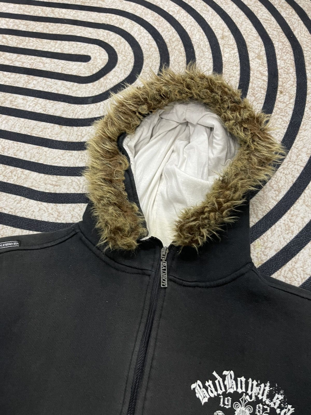Japanese Brand 2000s BAD BOY FUR HOODIE ZIPPER SUN FADED DISTRESSED Size M / US 6-8 / IT 42-44 - 8 Thumbnail