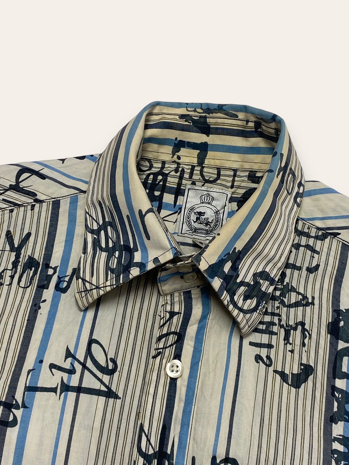 Hysteric Glamour Vintage YIN WEY Striped Avant Garde y2k Button Up Size US L / EU 52-54 / 3 - 3 Thumbnail